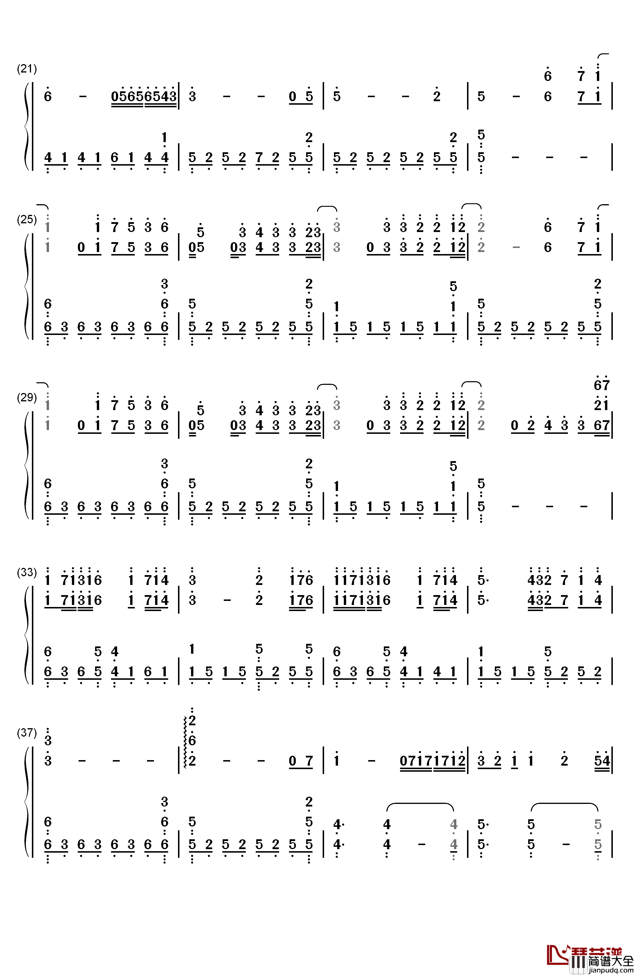 火影忍者钢琴简谱_数字双手_Rurutia__ルルティア
