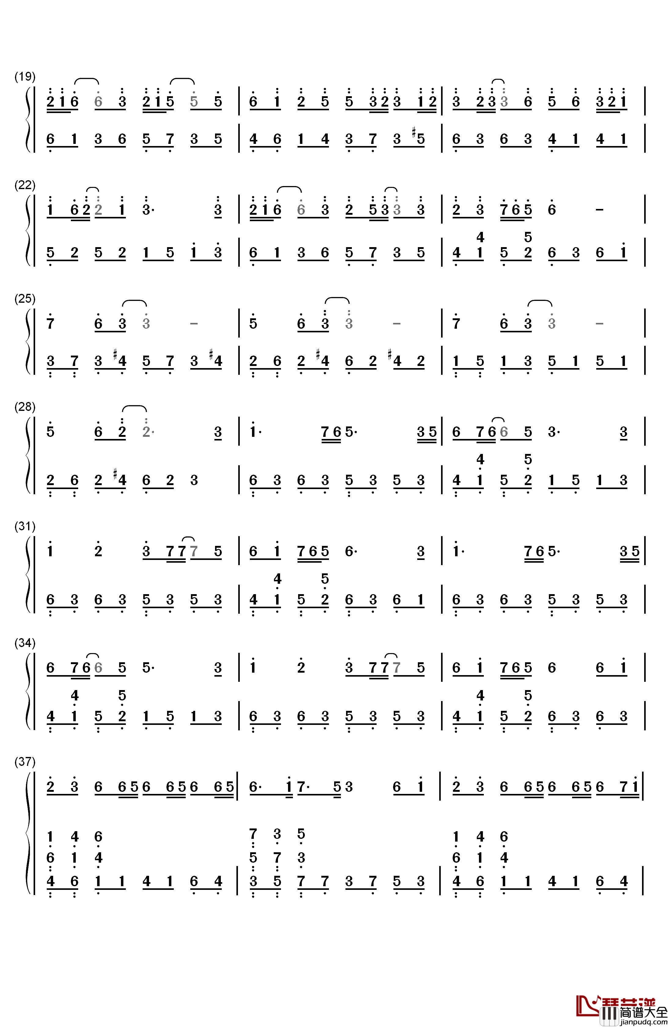 上弦之月钢琴简谱_数字双手_黒うさP