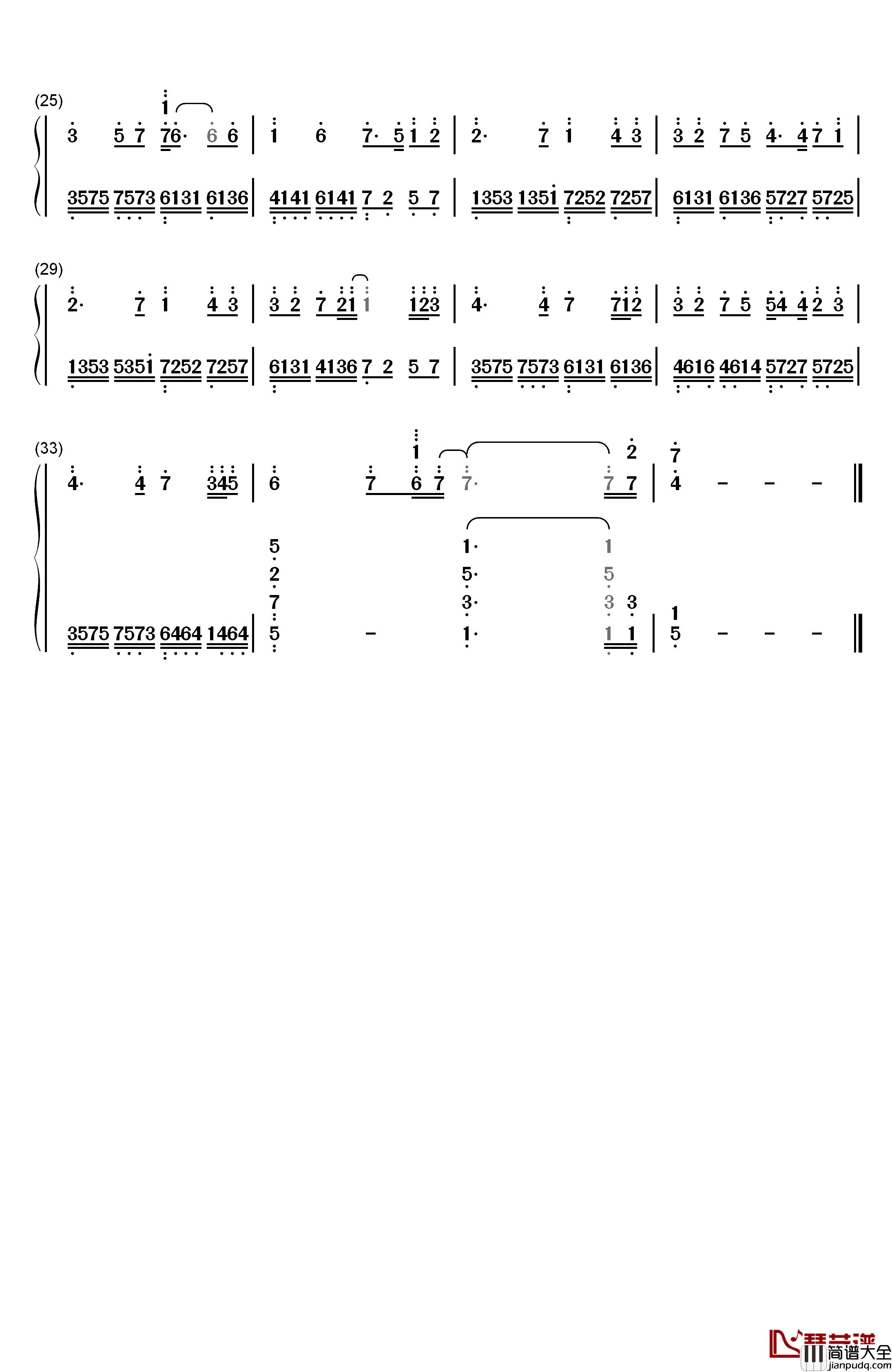 Good_Night钢琴简谱_数字双手_班得瑞
