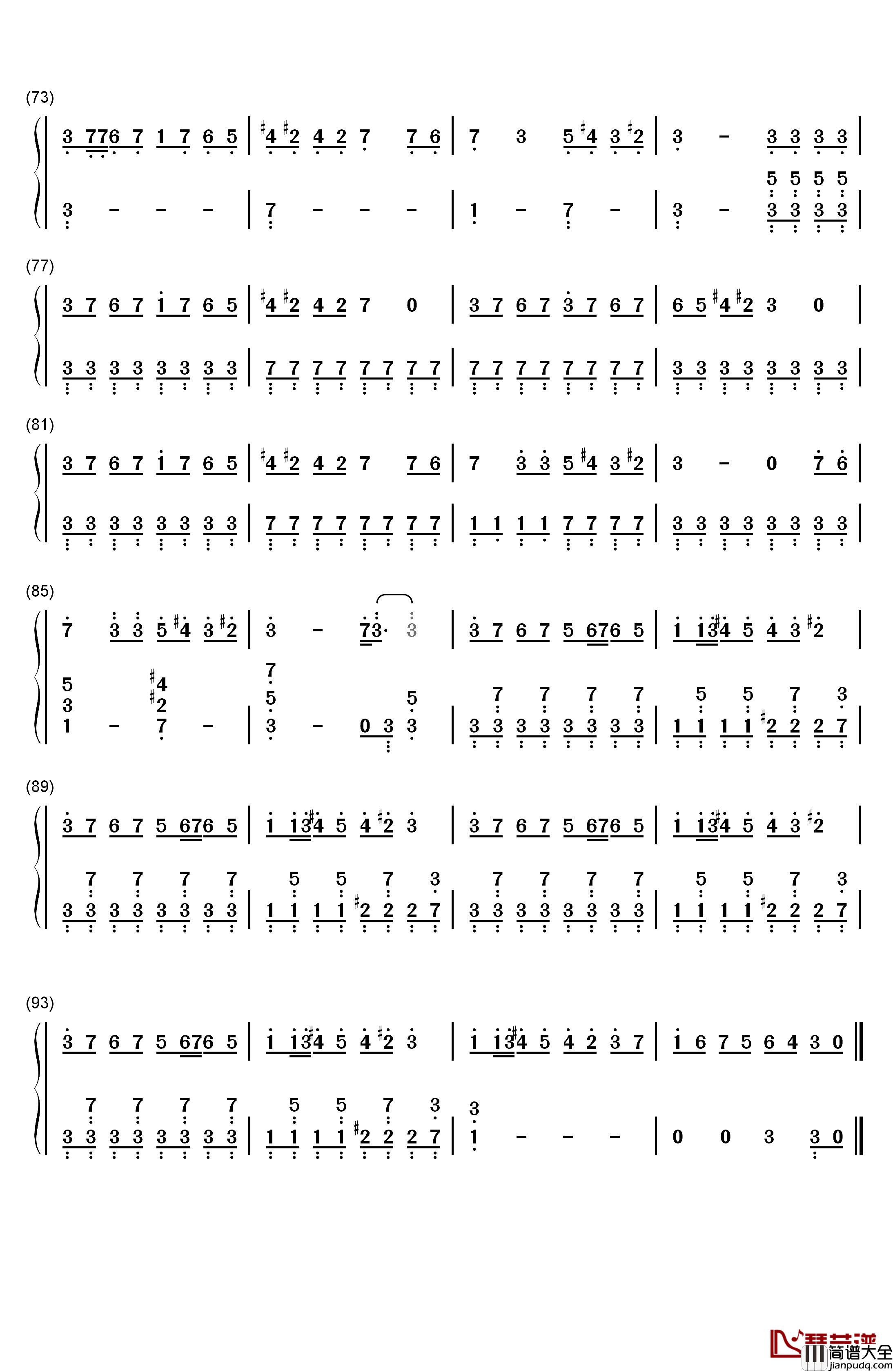 ↑人生ゲーム↓钢琴简谱_数字双手_初音ミク_初音未来