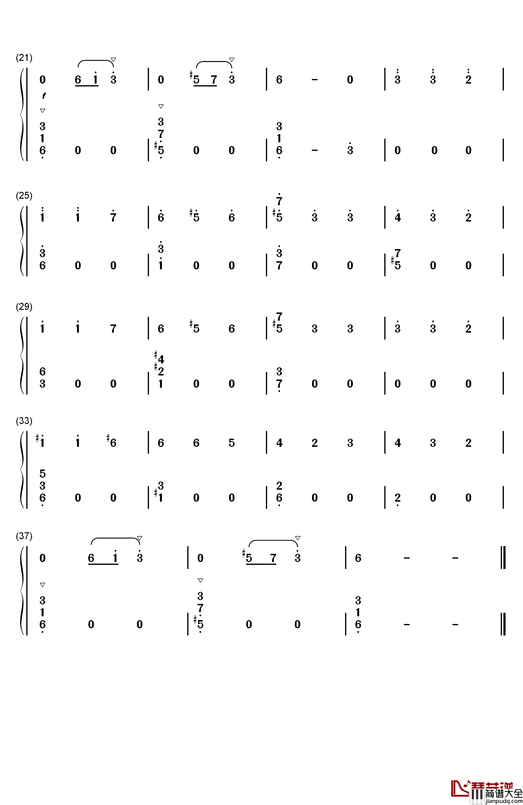 钟简化版钢琴简谱_数字双手_李斯特