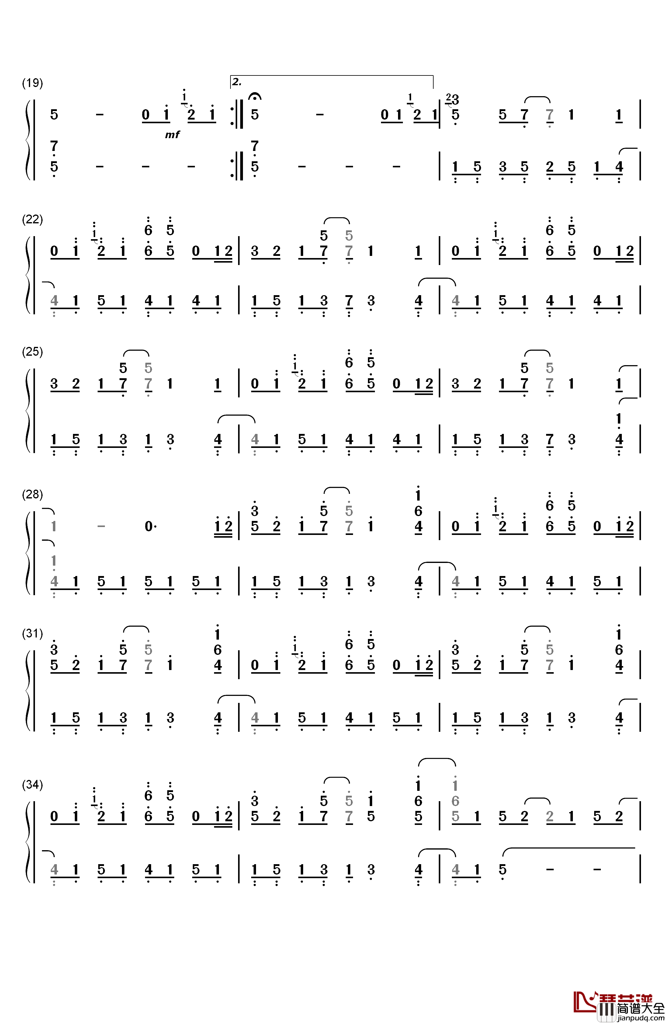 maybe钢琴简谱_数字双手_李闰珉