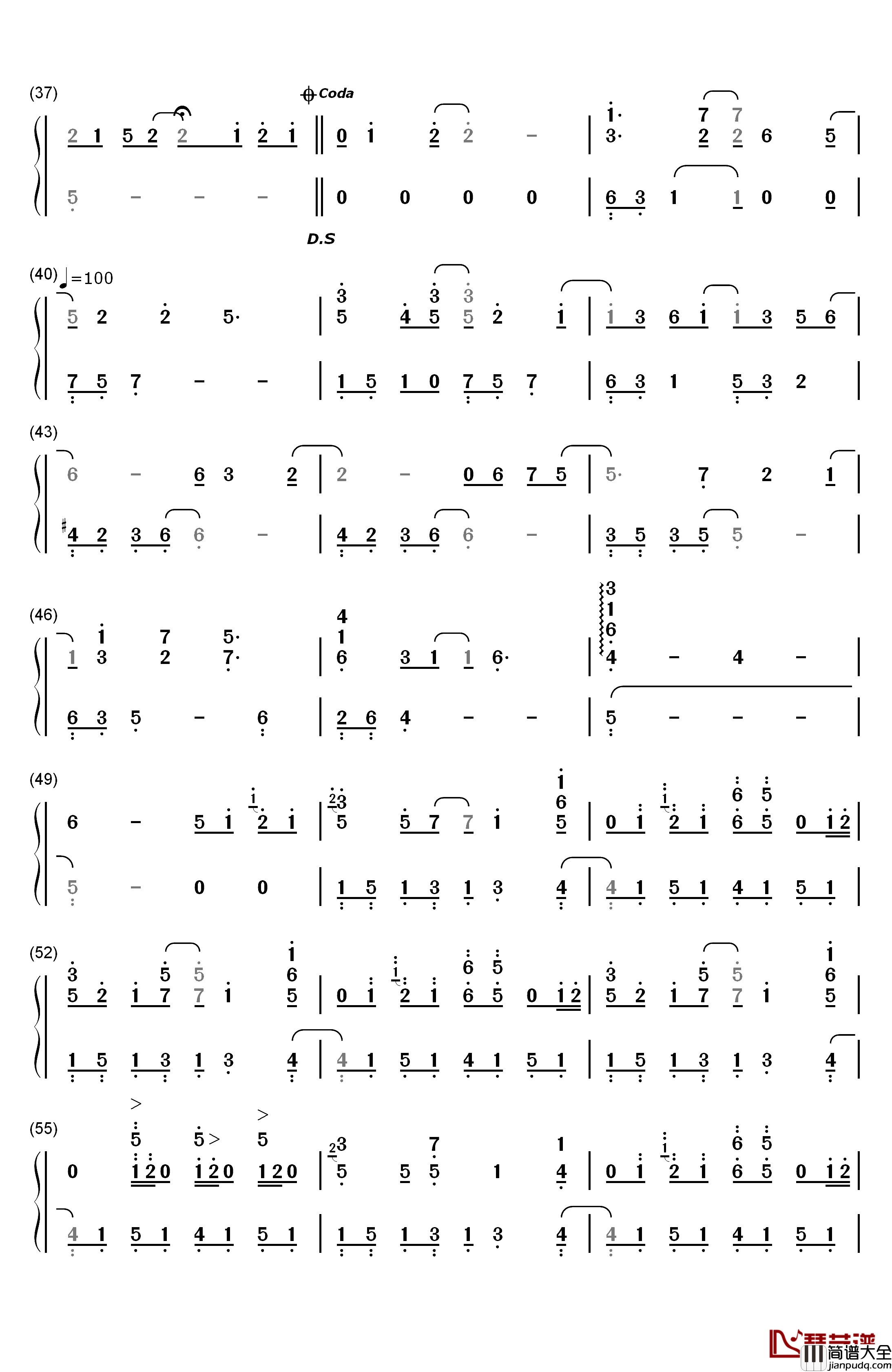 maybe钢琴简谱_数字双手_李闰珉