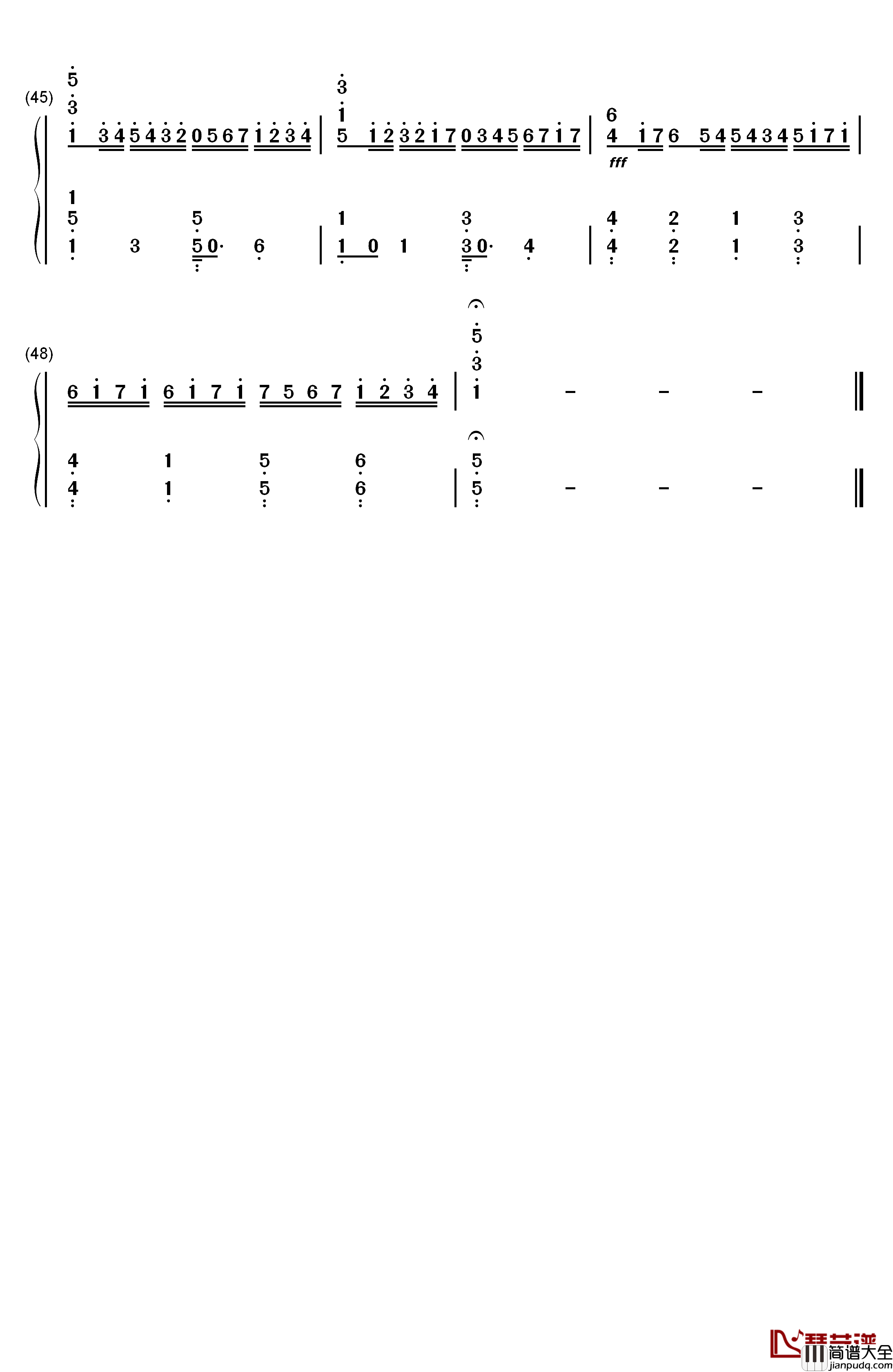 卡农钢琴简谱_数字双手_乔治温斯顿