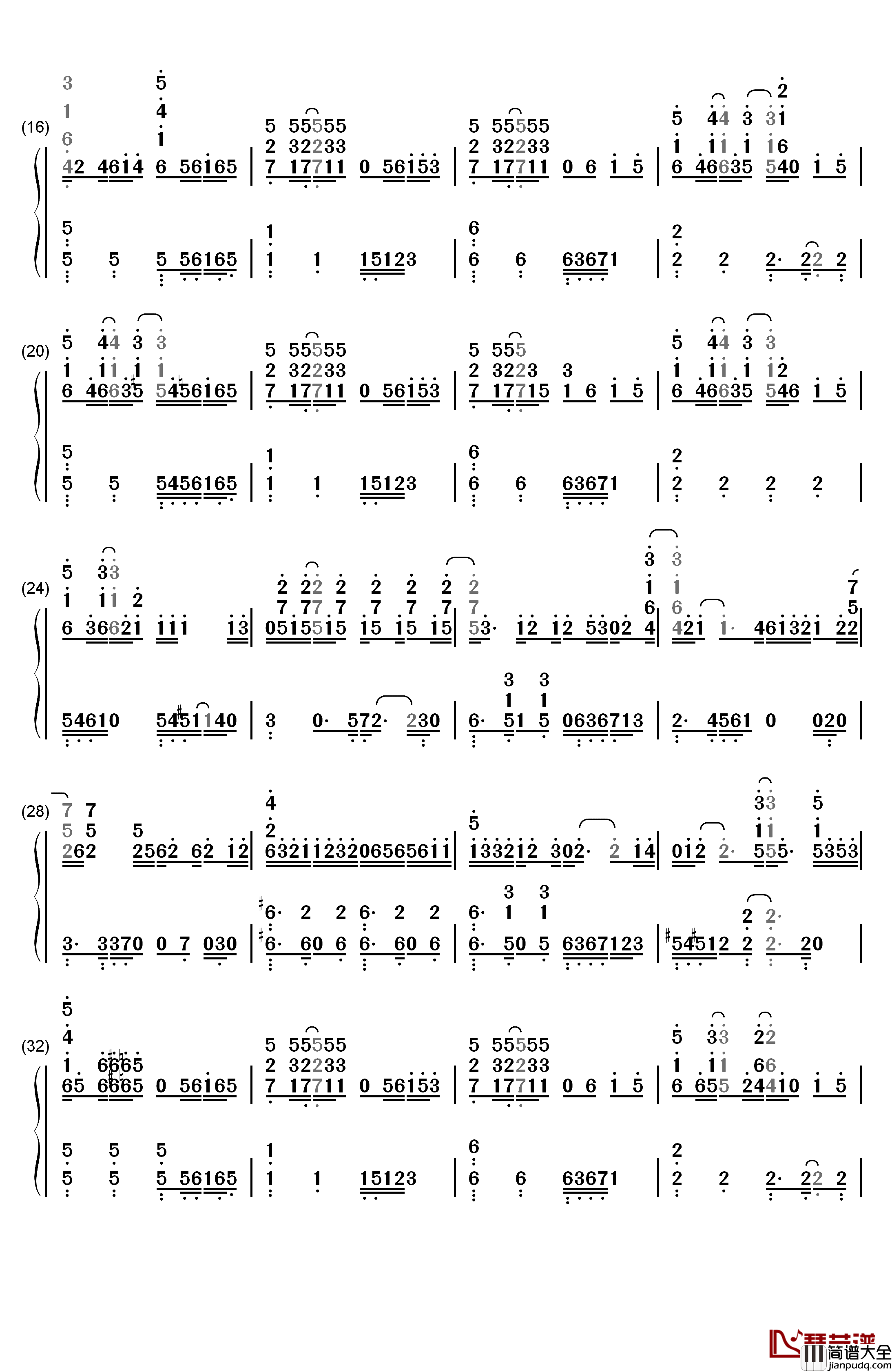 The_First_Snow钢琴简谱_数字双手_EXO