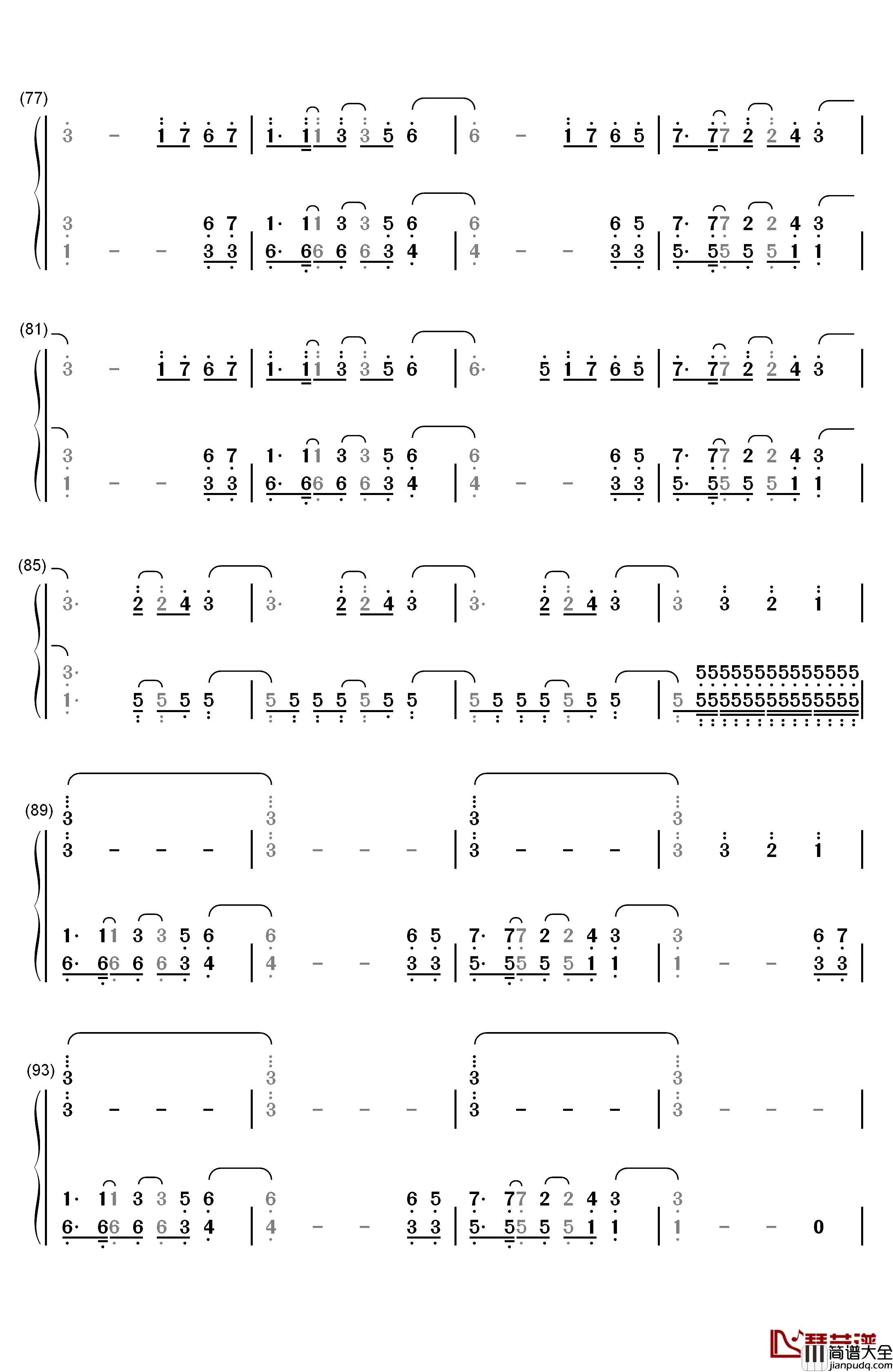Neon_Lights钢琴简谱_数字双手_Demi_Lovato