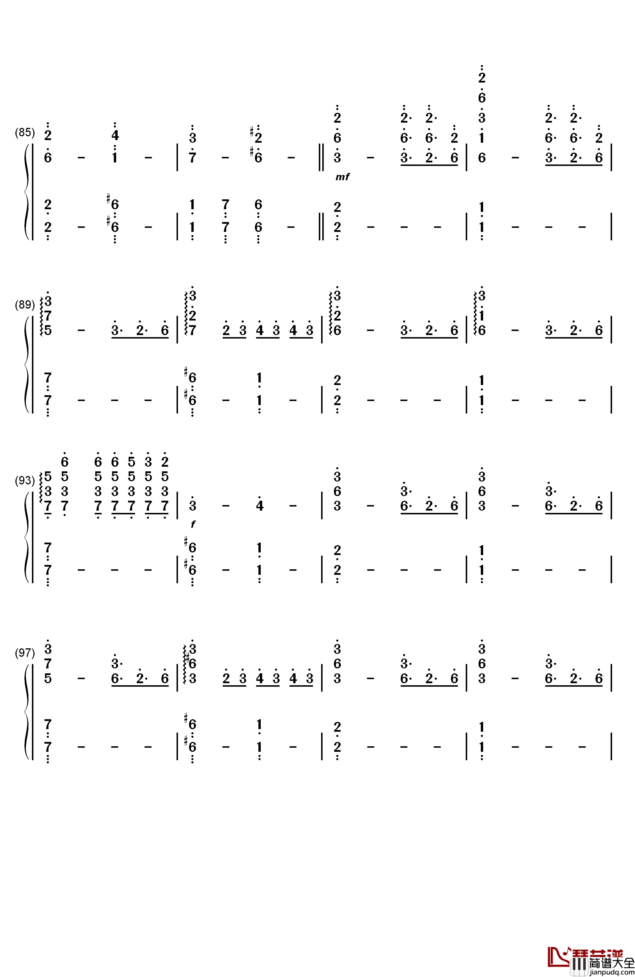 平安のエイリアン钢琴简谱_数字双手_东方Project