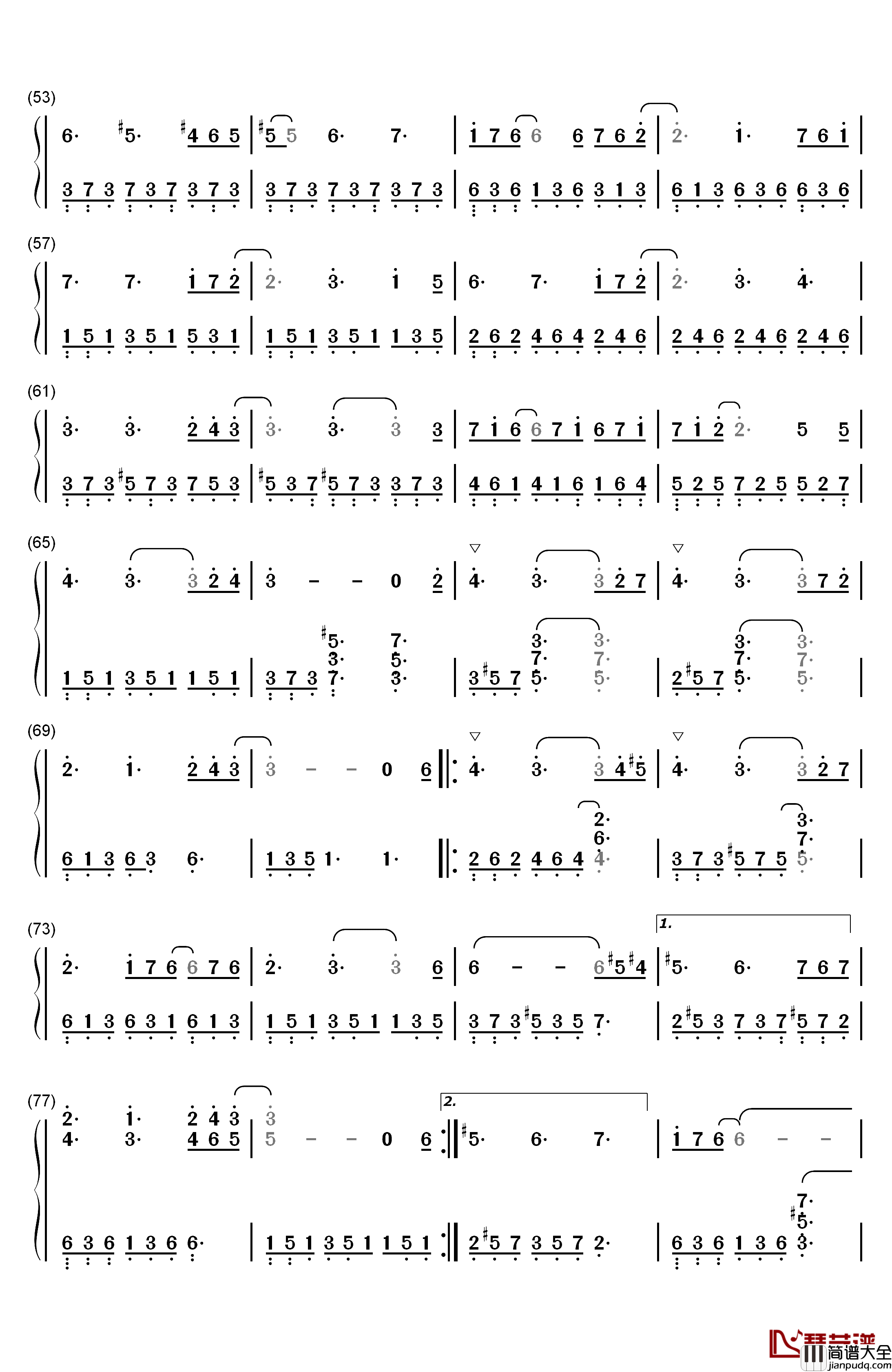 Felitsa(费丽萨)钢琴简谱_数字双手_雅尼