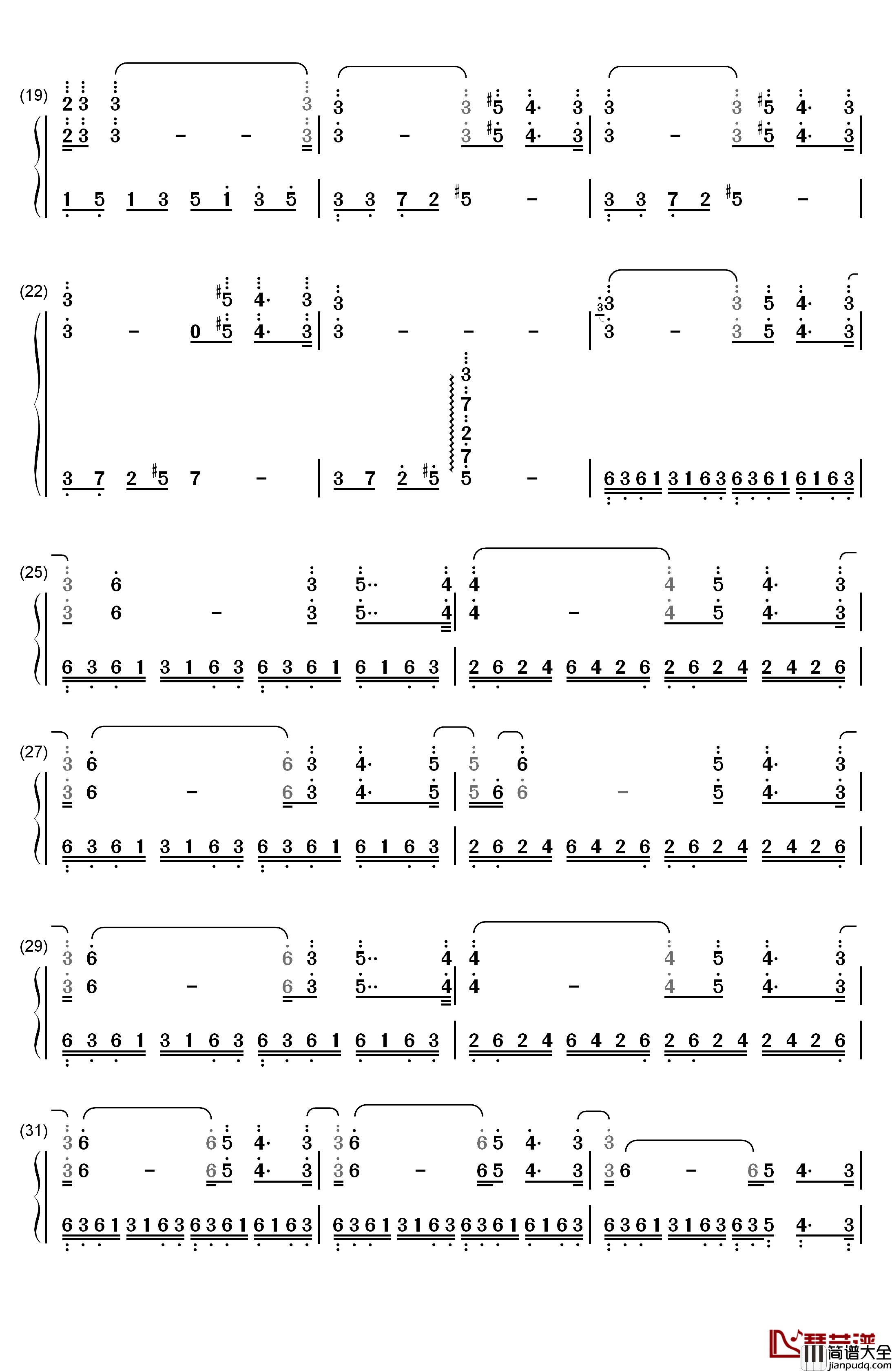 给母亲的信（梦里的故事）钢琴简谱_数字双手_理查德克莱德曼