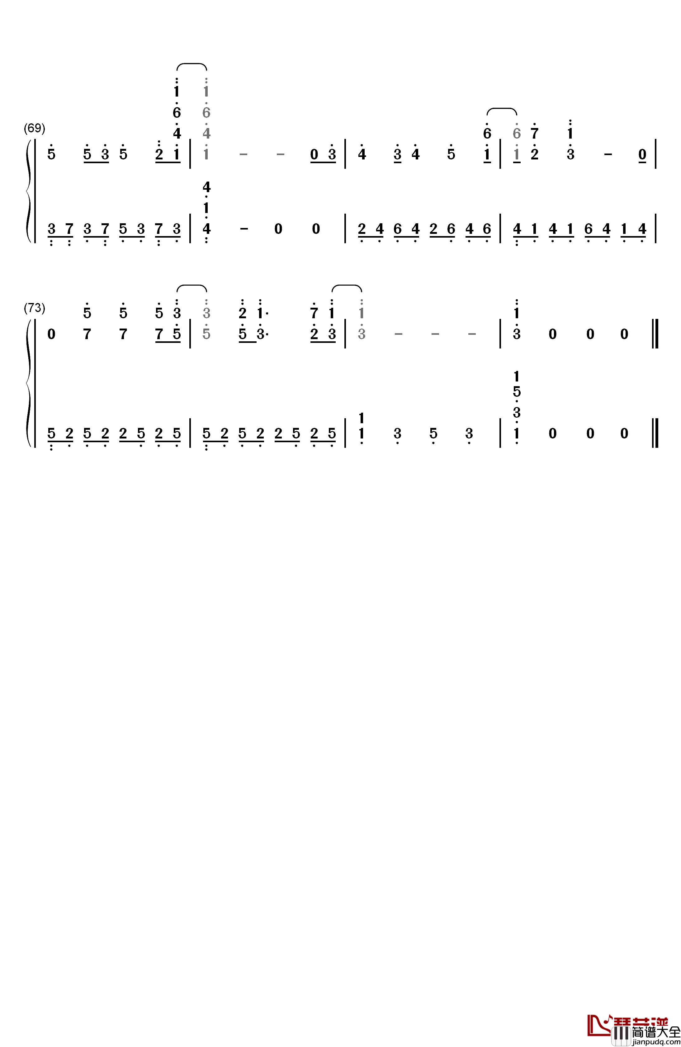 Only_Love钢琴简谱_数字双手_Trademark