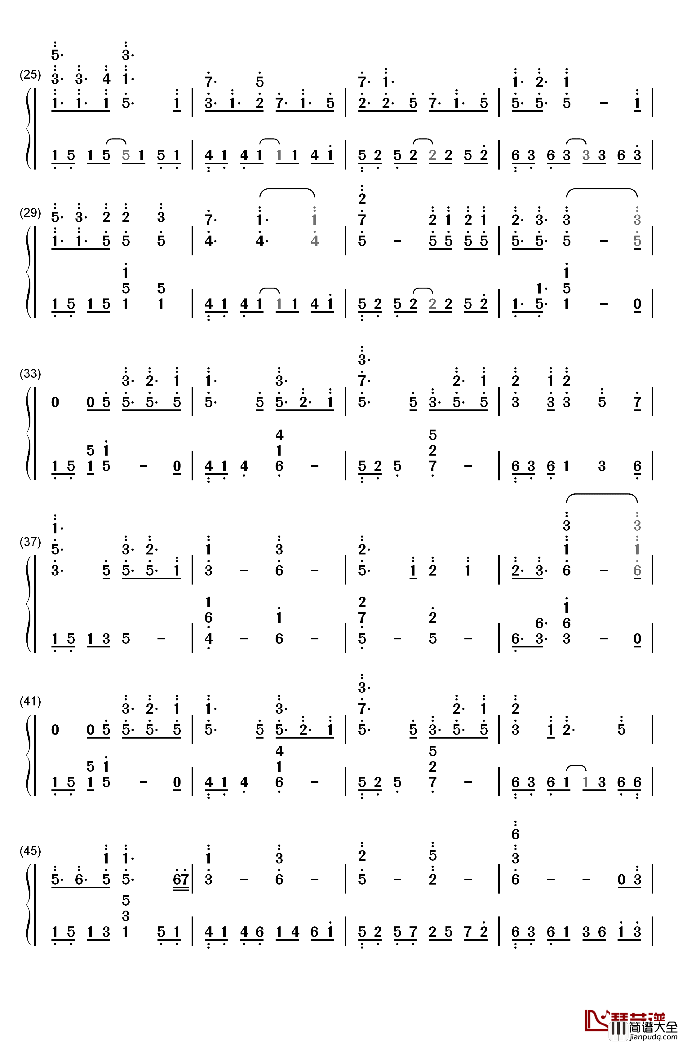 Dear钢琴简谱_数字双手_初音未来_19's_Sound_Factory