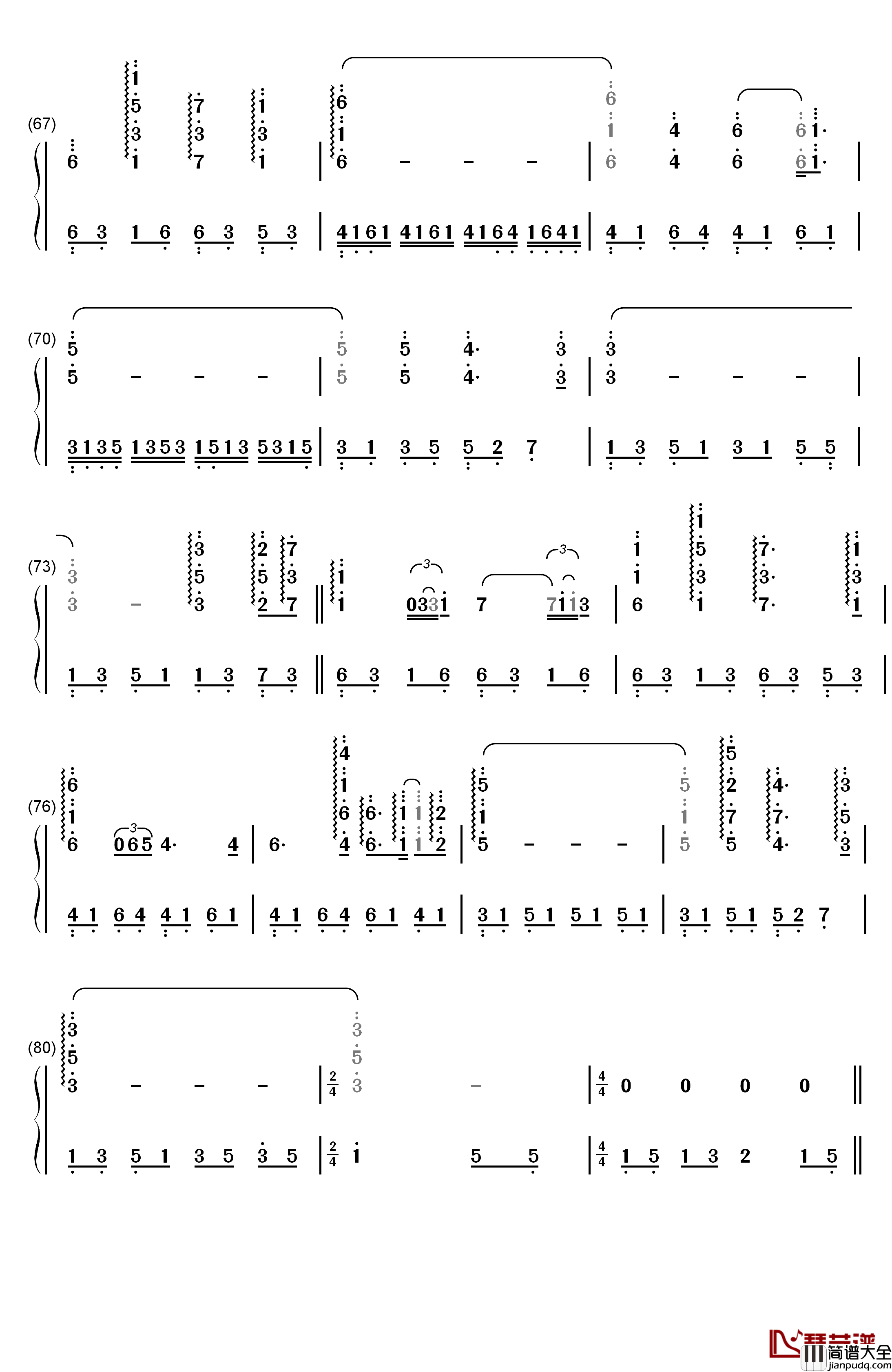 Gracefully钢琴简谱_数字双手_Giovanni_Marradi(乔瓦尼)