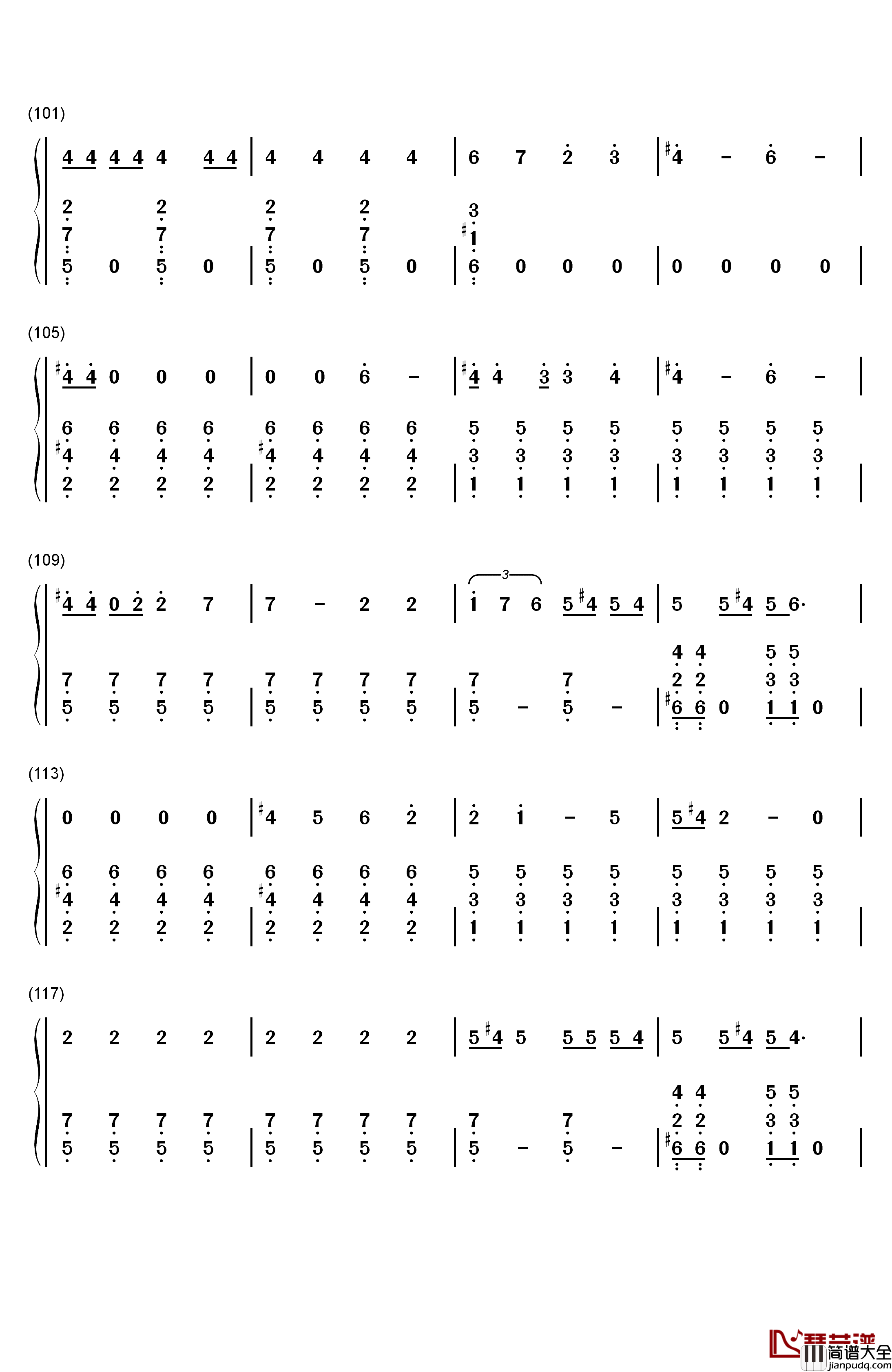 Gorilla钢琴简谱_数字双手_Bruno_Mars
