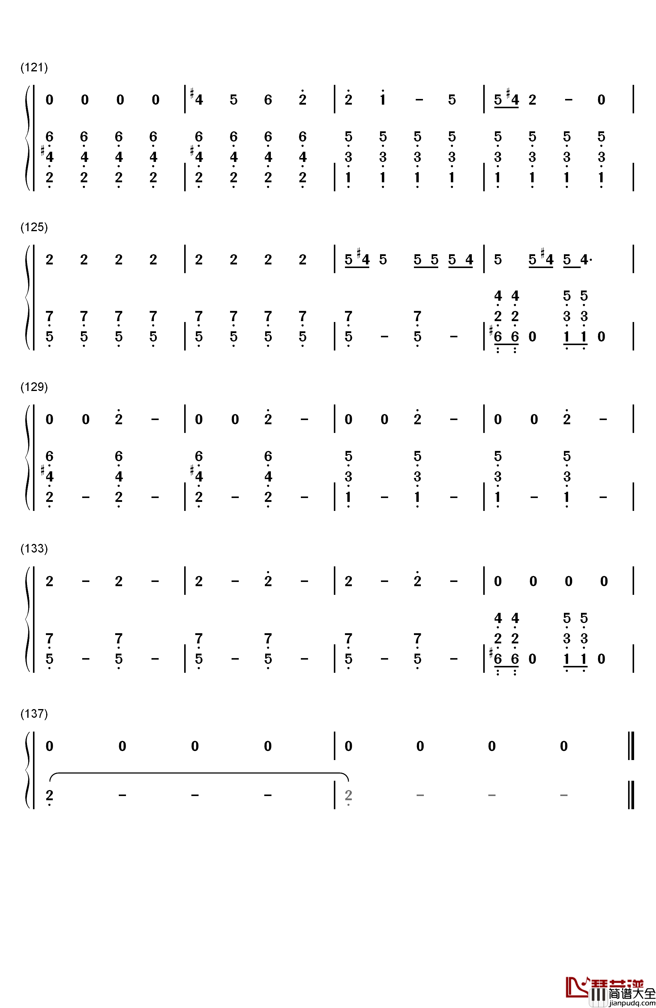 Gorilla钢琴简谱_数字双手_Bruno_Mars