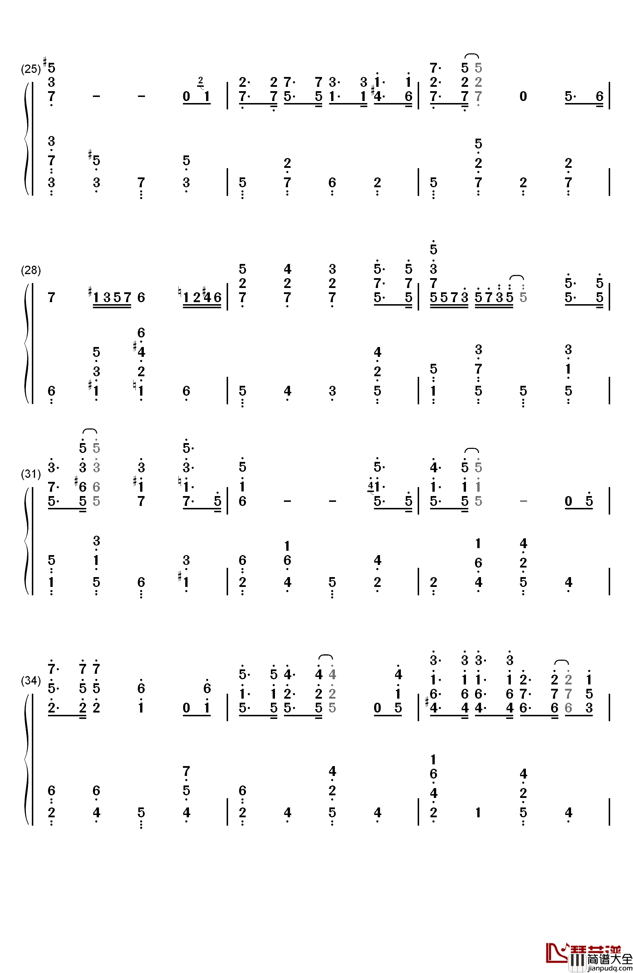 Winter_Wonderland钢琴简谱_数字双手_珠儿__Jewel