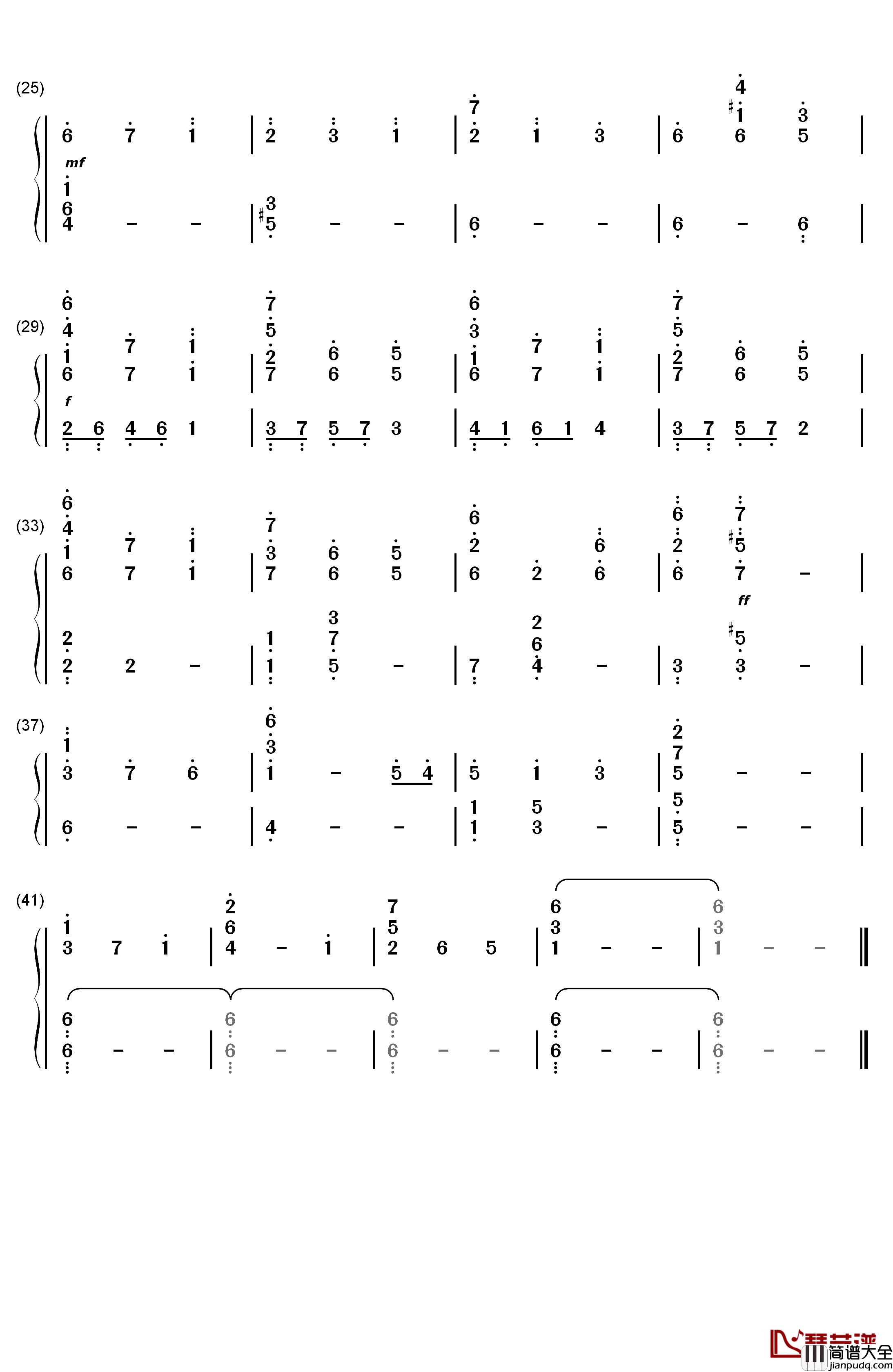Tears_In_Rain钢琴简谱_数字双手_主君的太阳