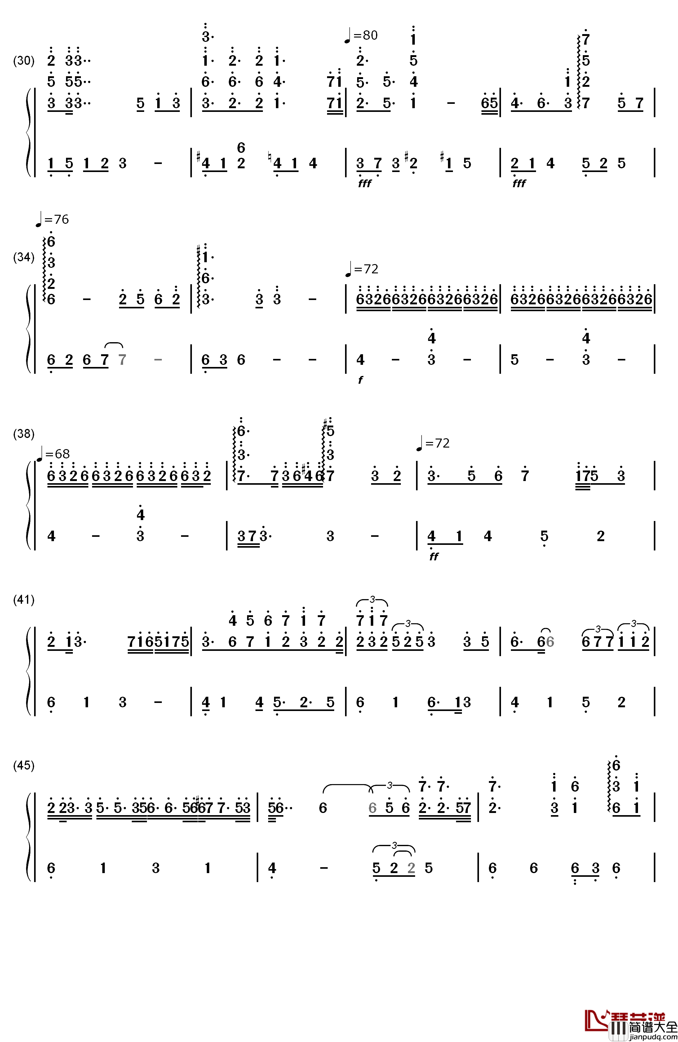 あなたを想いたい钢琴简谱_数字双手_池田春菜