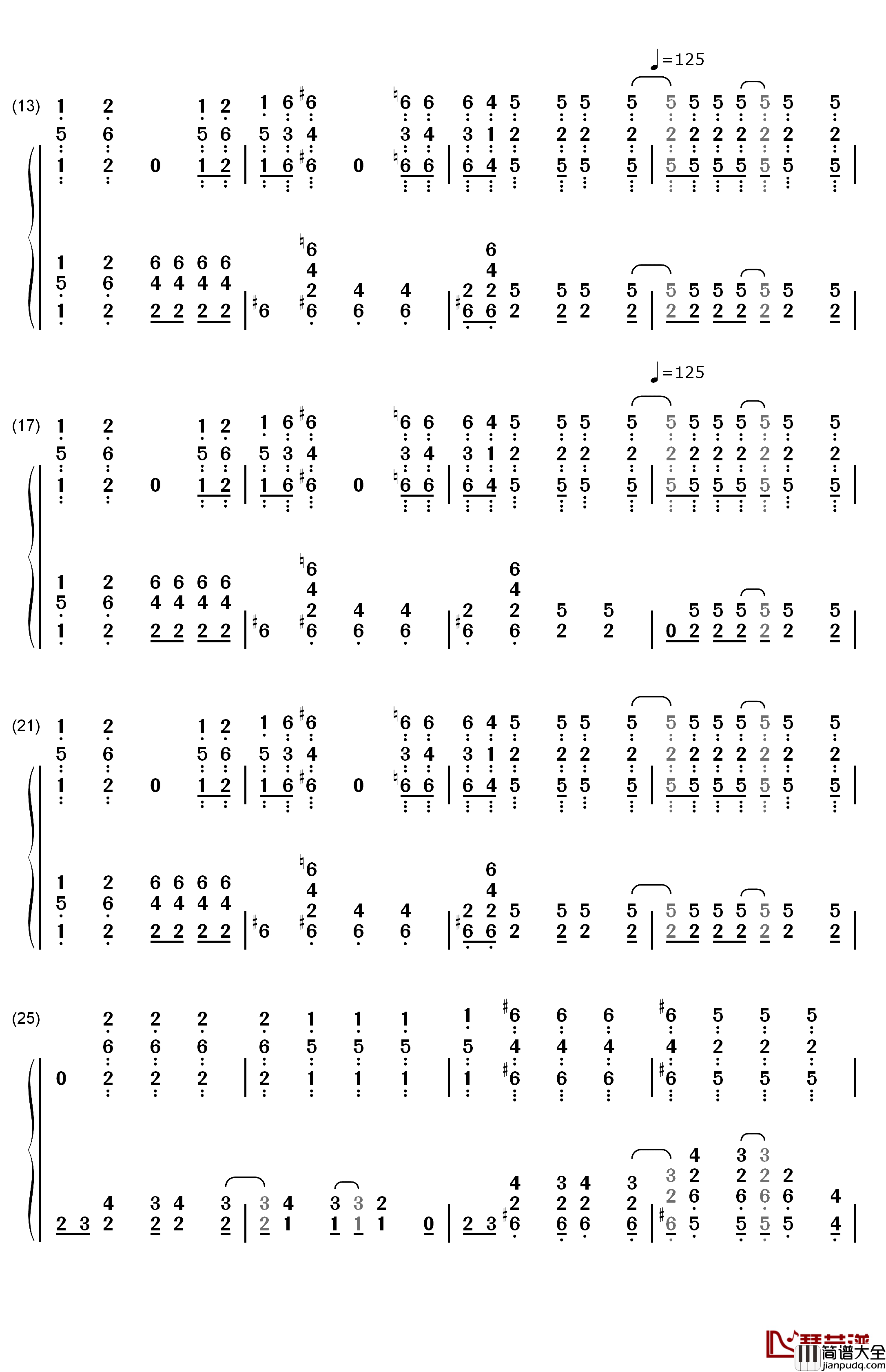 Locked_Out_Of_Heaven钢琴简谱_数字双手_Bruno_Mars