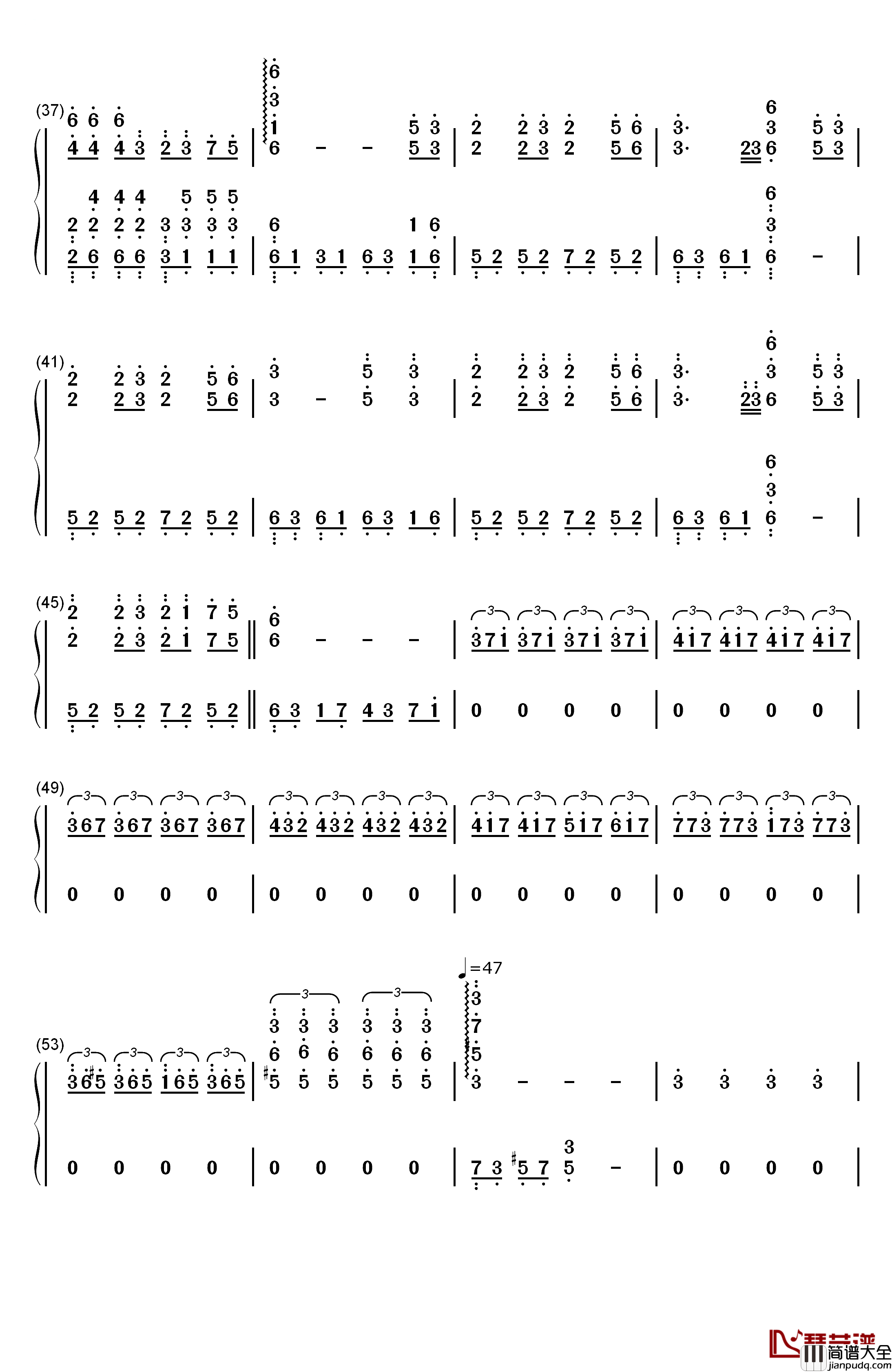 风之谷钢琴简谱_数字双手_未知