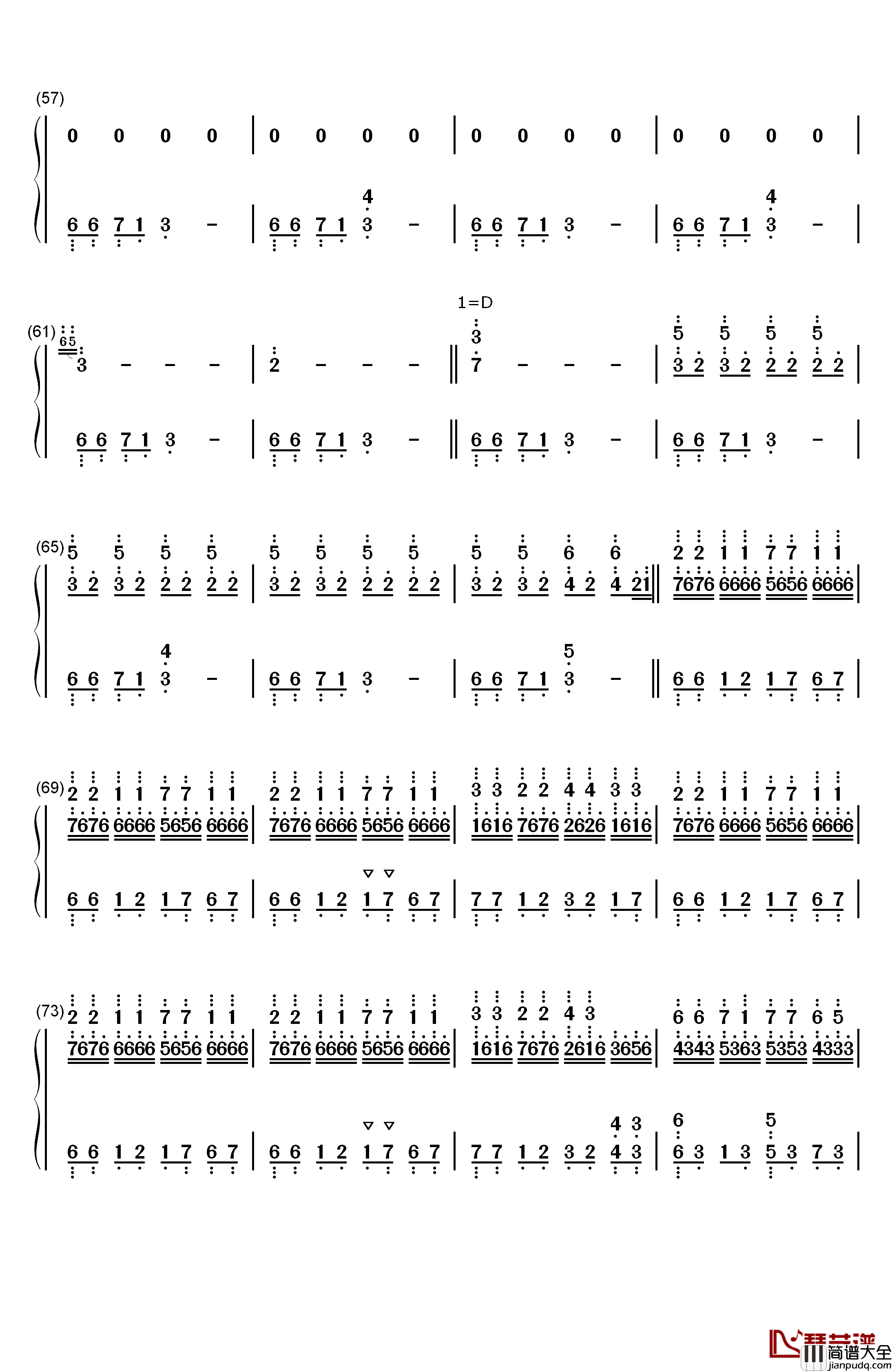 风之谷钢琴简谱_数字双手_未知