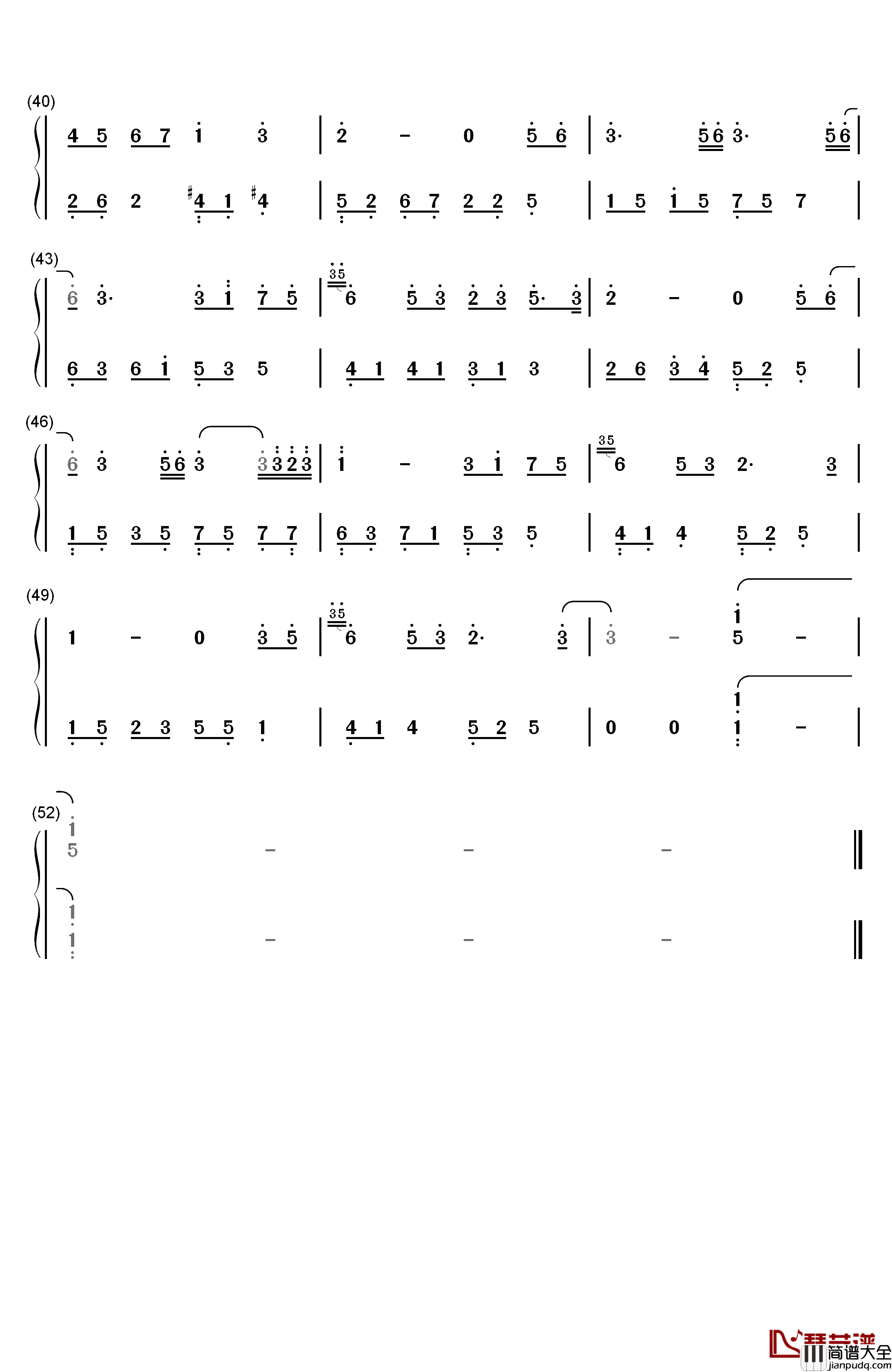 第101次约会钢琴简谱_数字双手_石进