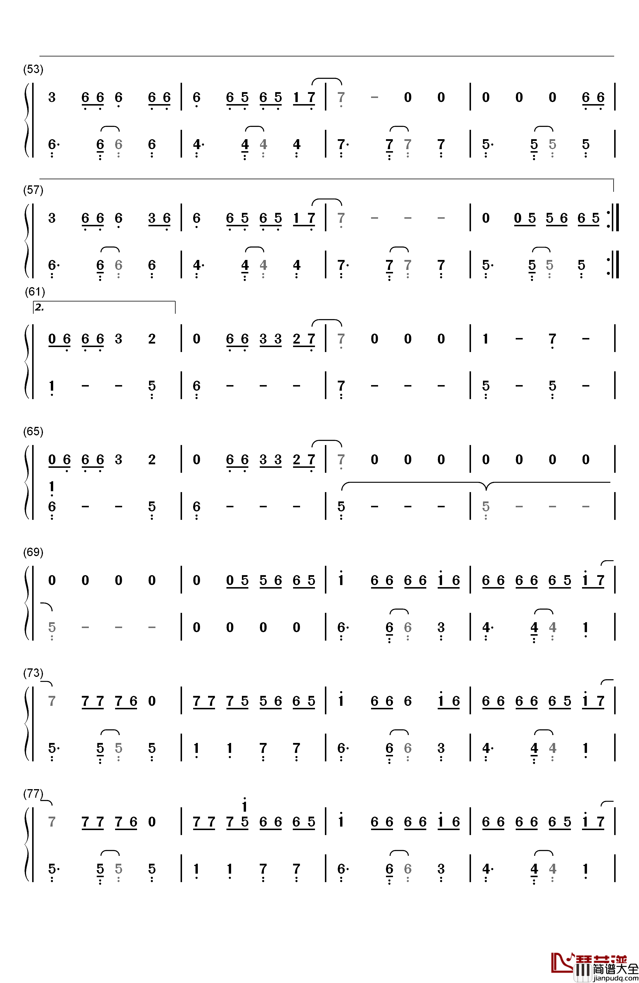 Move_Your_Body钢琴简谱_数字双手_Sia
