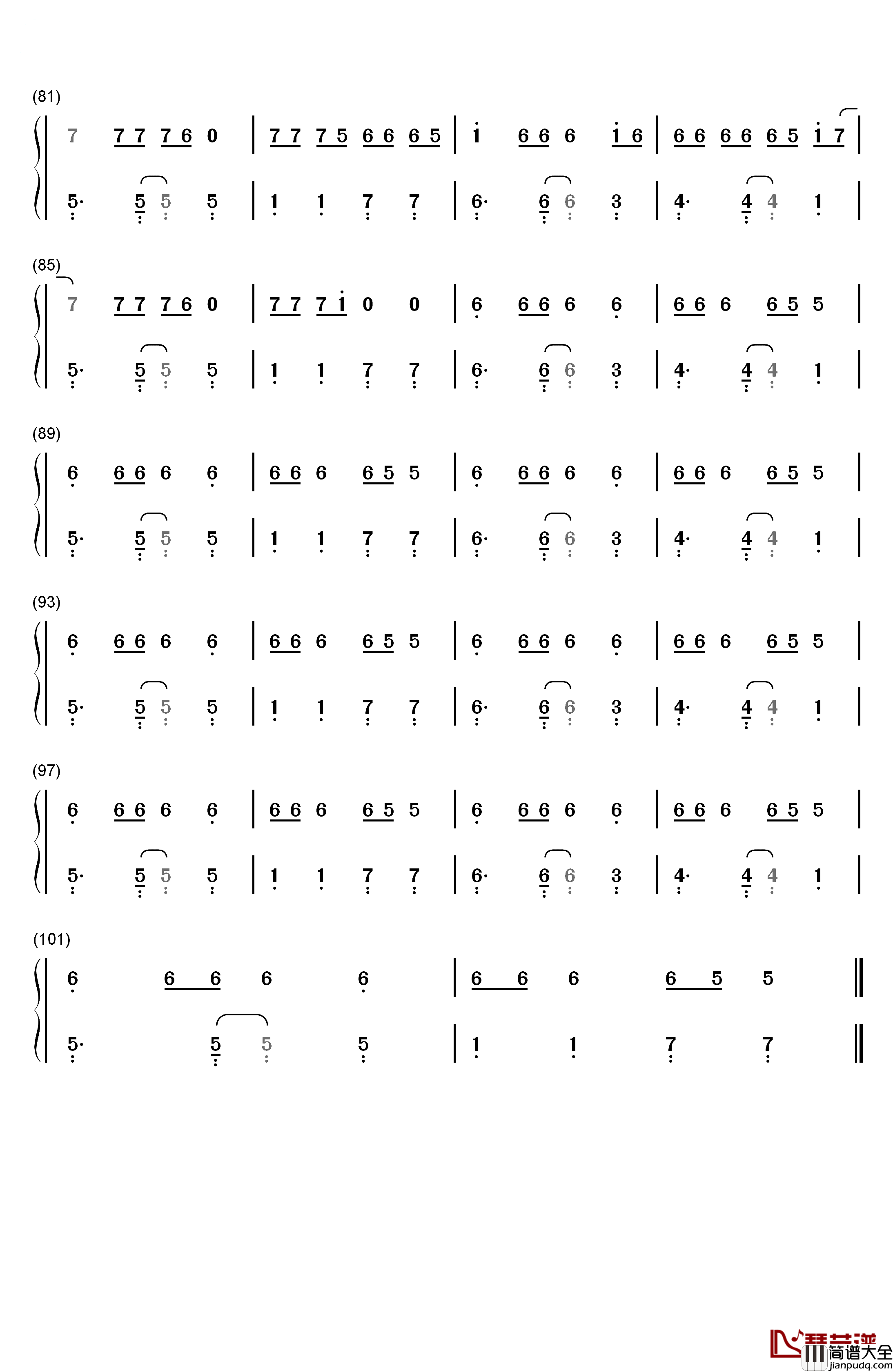 Move_Your_Body钢琴简谱_数字双手_Sia