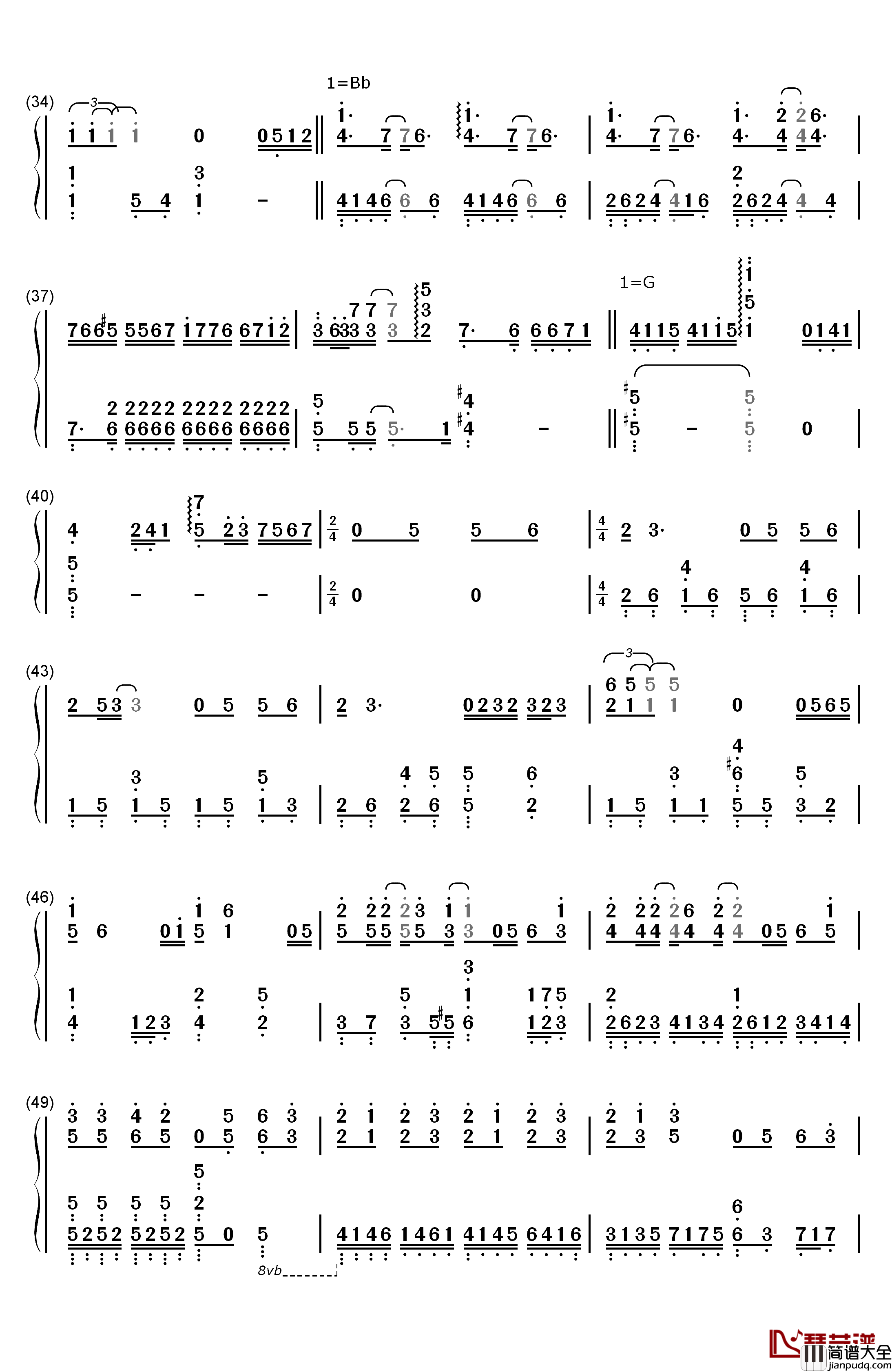 别来无恙钢琴简谱_数字双手_李佳薇