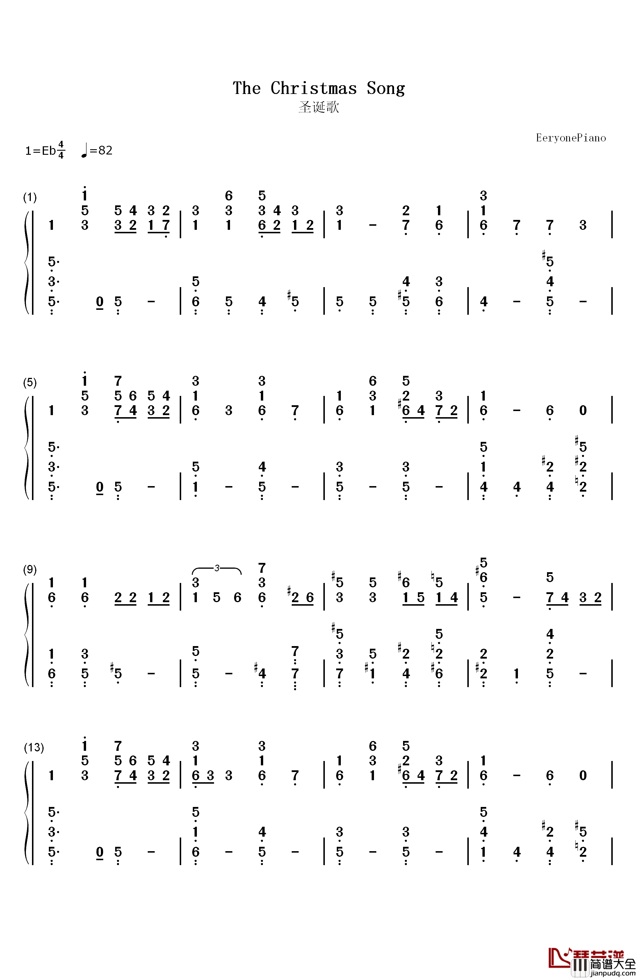 圣诞歌钢琴简谱_数字双手_Classic_Christmas_Music