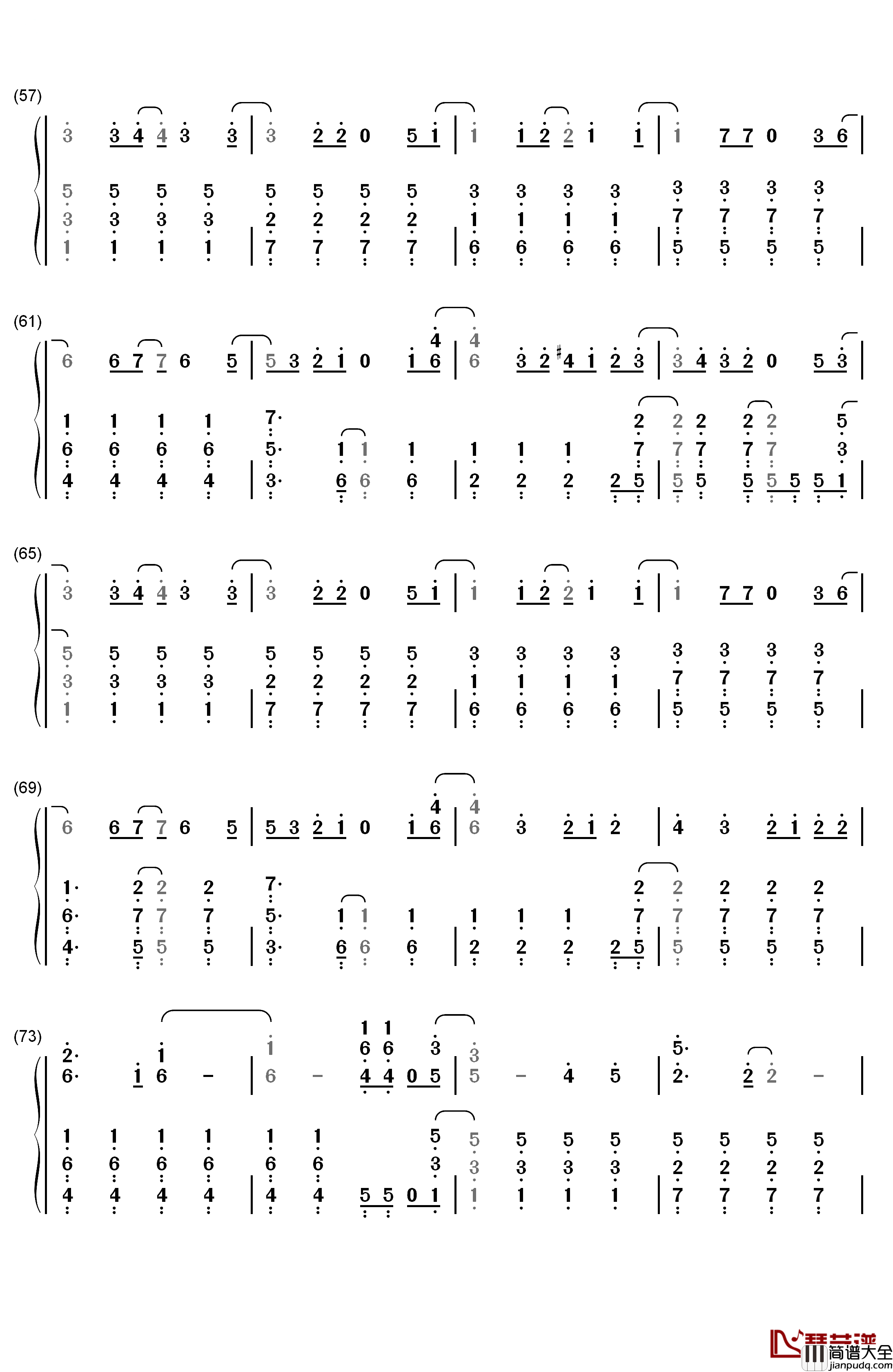 机会的顺序钢琴简谱_数字双手_AKB48