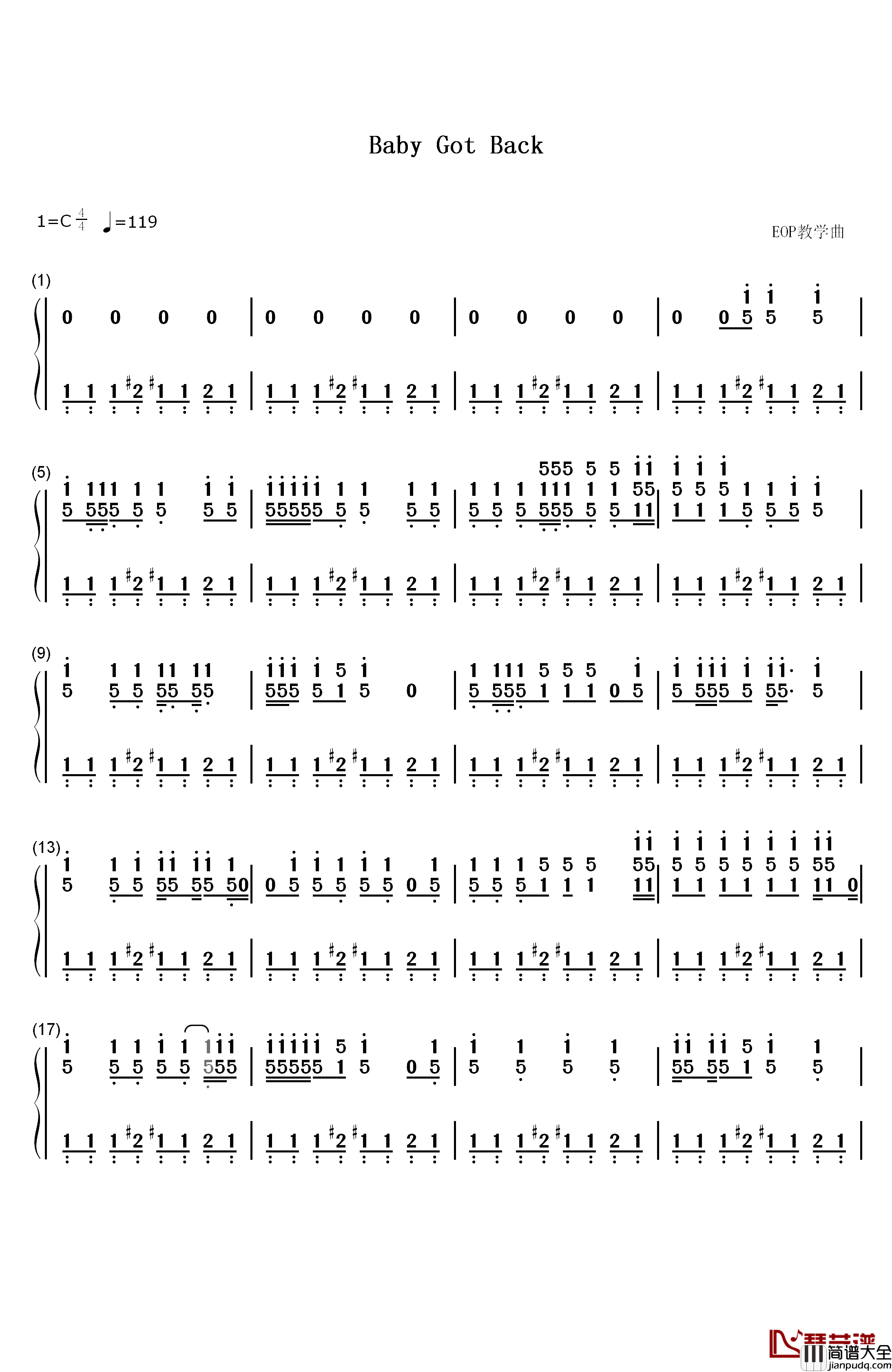 Baby_Got_Back钢琴简谱_数字双手_Sir_Mix_a_Lot