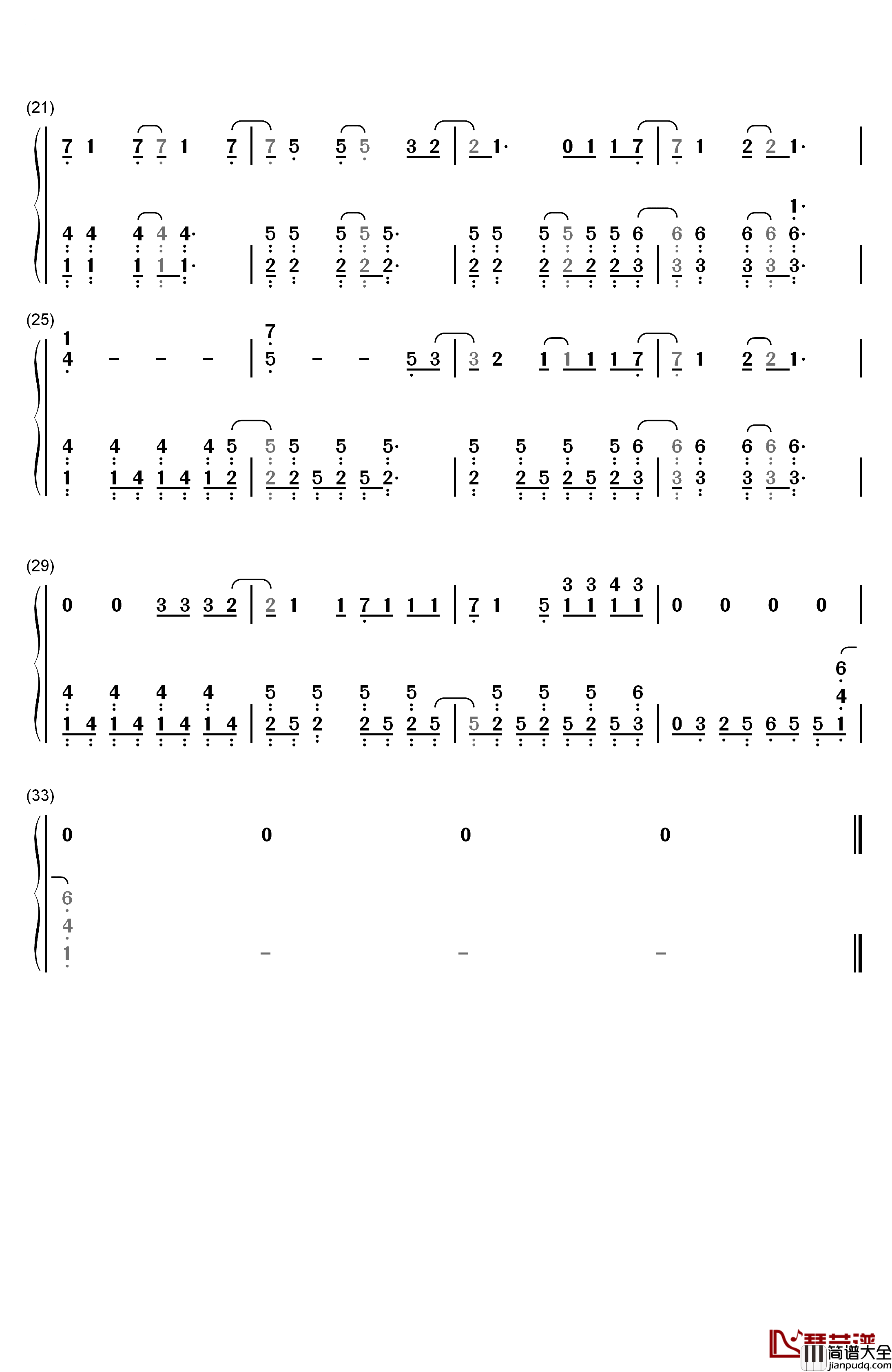 D钢琴简谱_数字双手_UVERworld