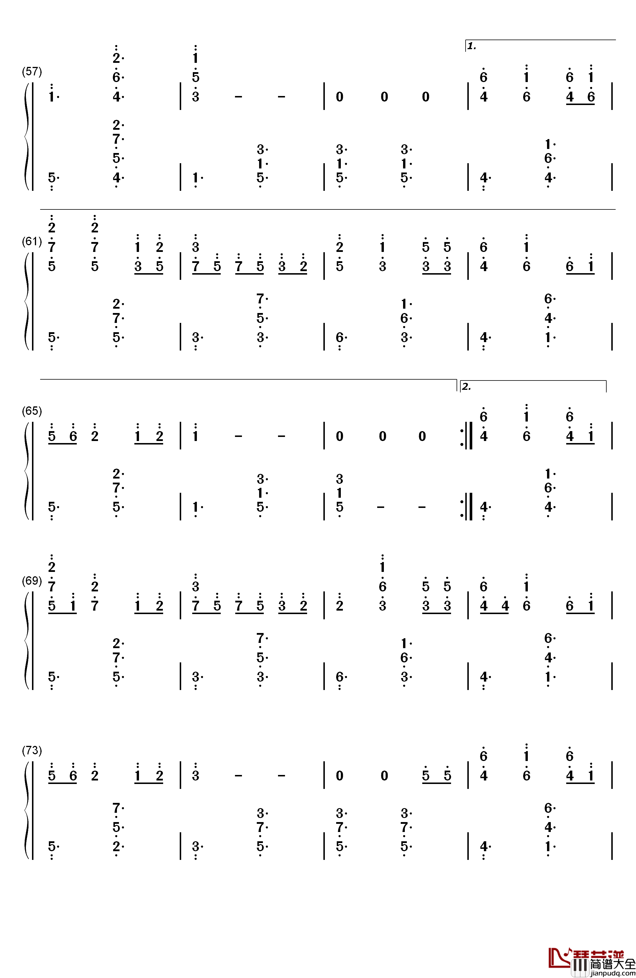 lonely_christmas钢琴简谱_数字双手_陈奕迅