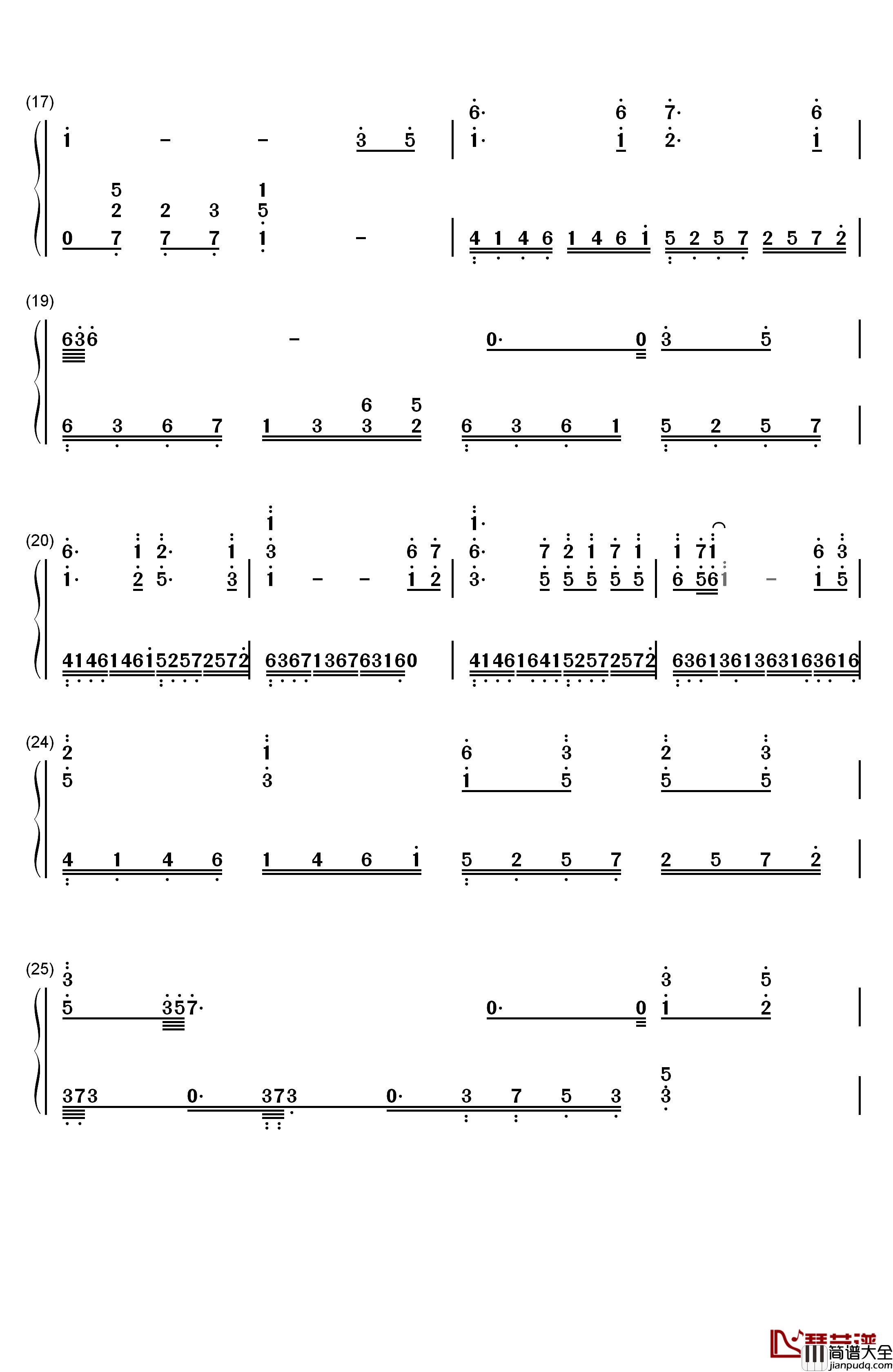 姻缘钢琴简谱_数字双手_李善姬