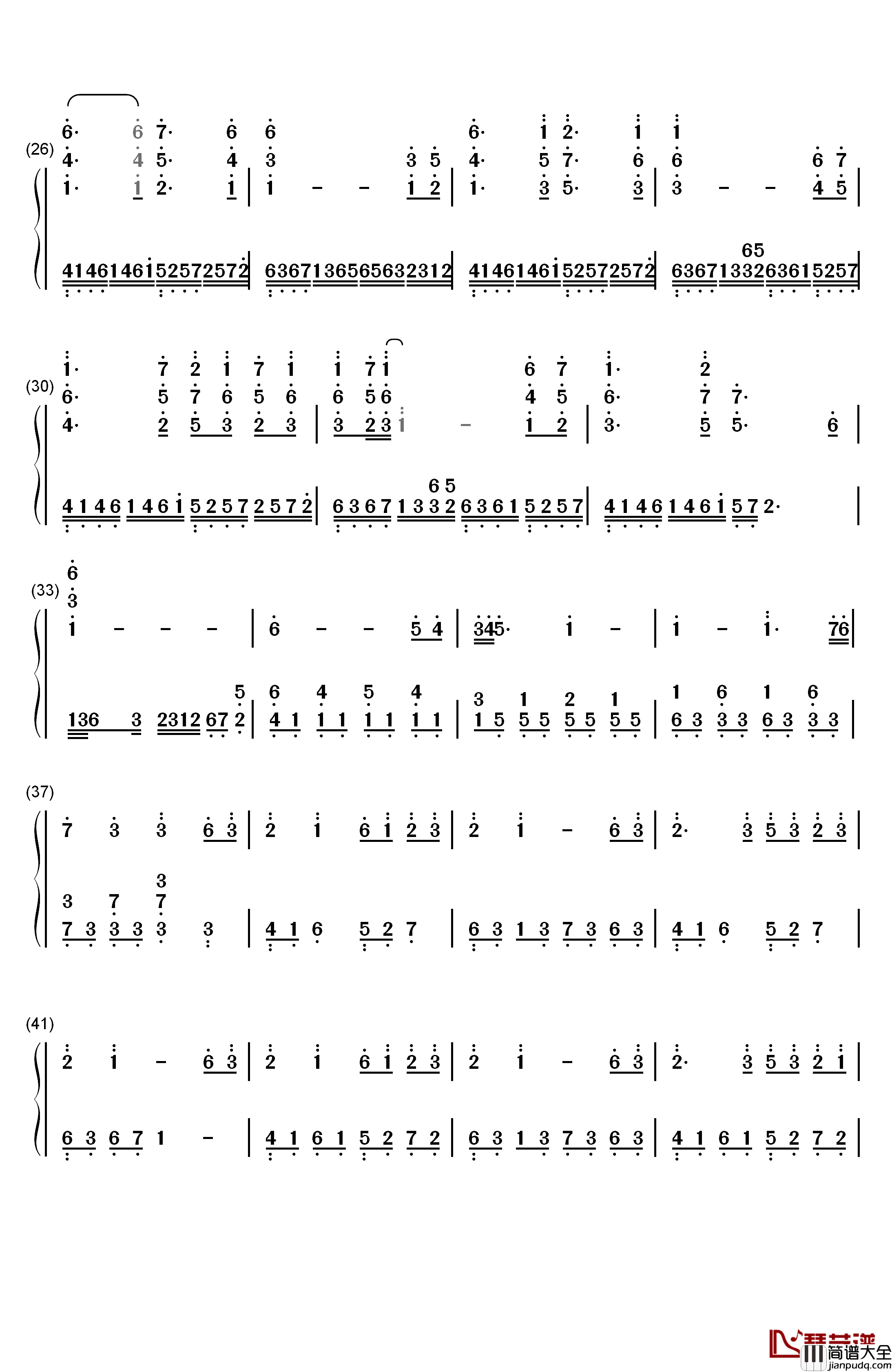 姻缘钢琴简谱_数字双手_李善姬