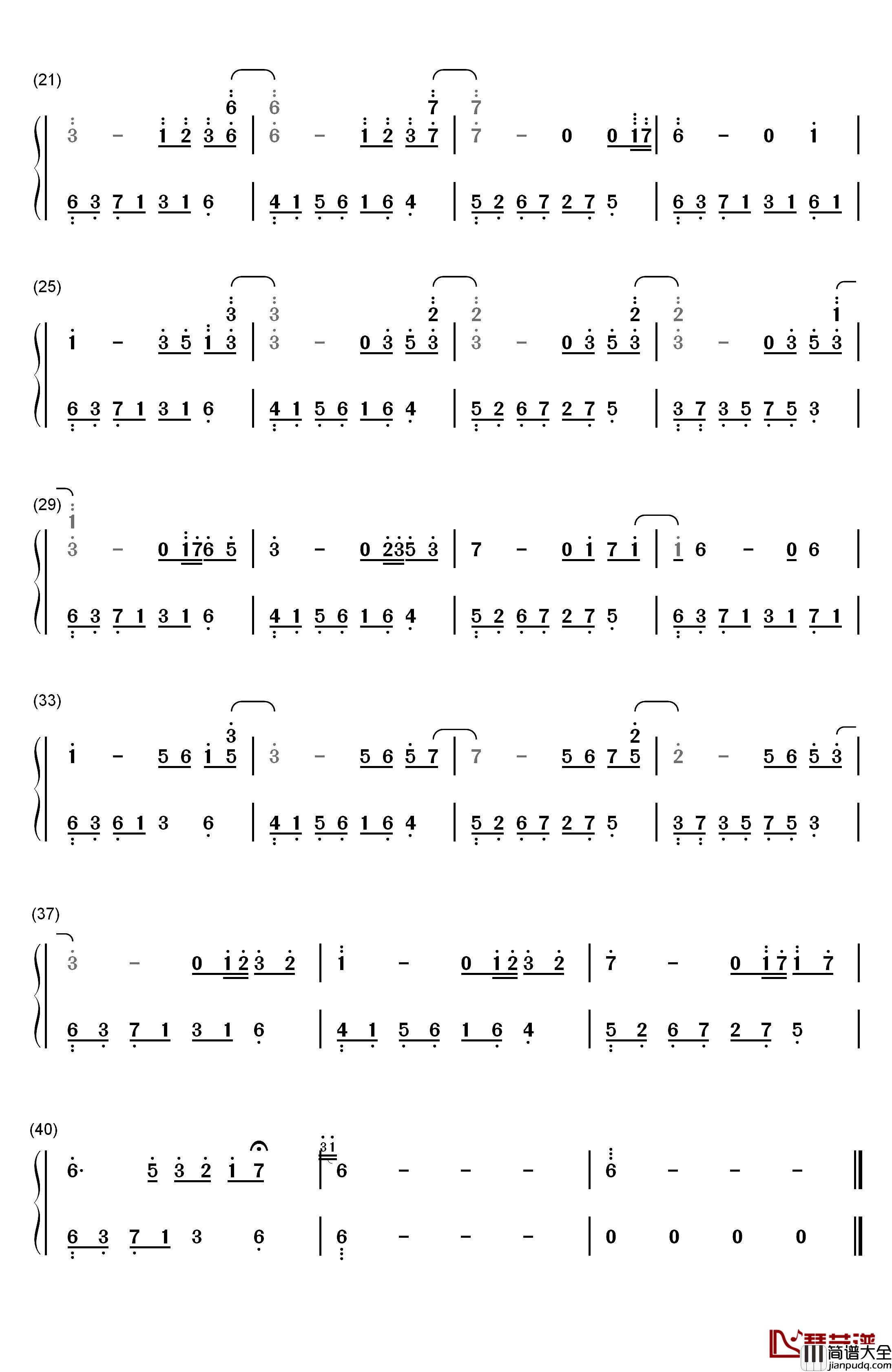 夜的钢琴曲_29钢琴简谱_数字双手_石进