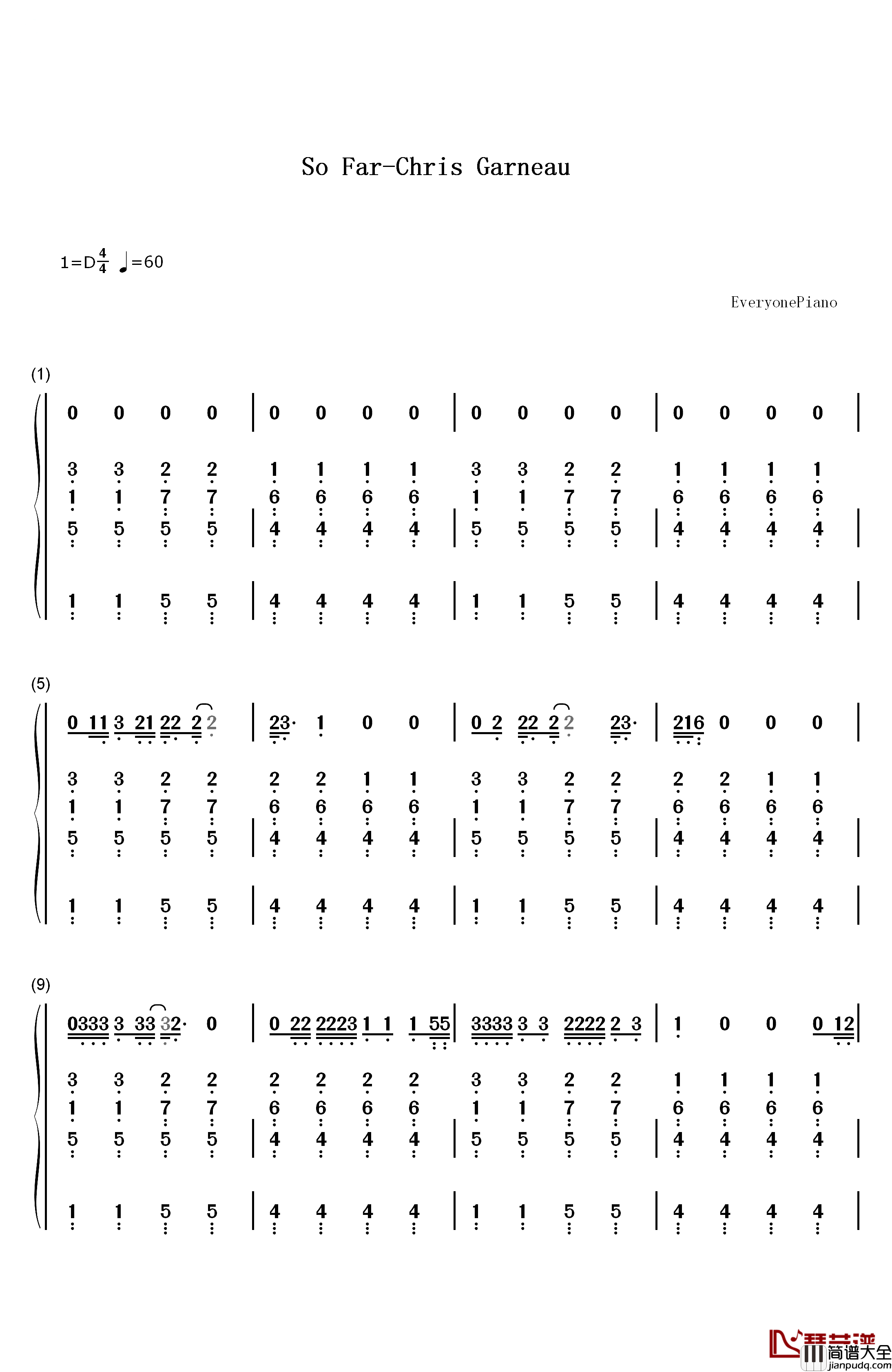 So_Far钢琴简谱_数字双手_Chris_Garneau