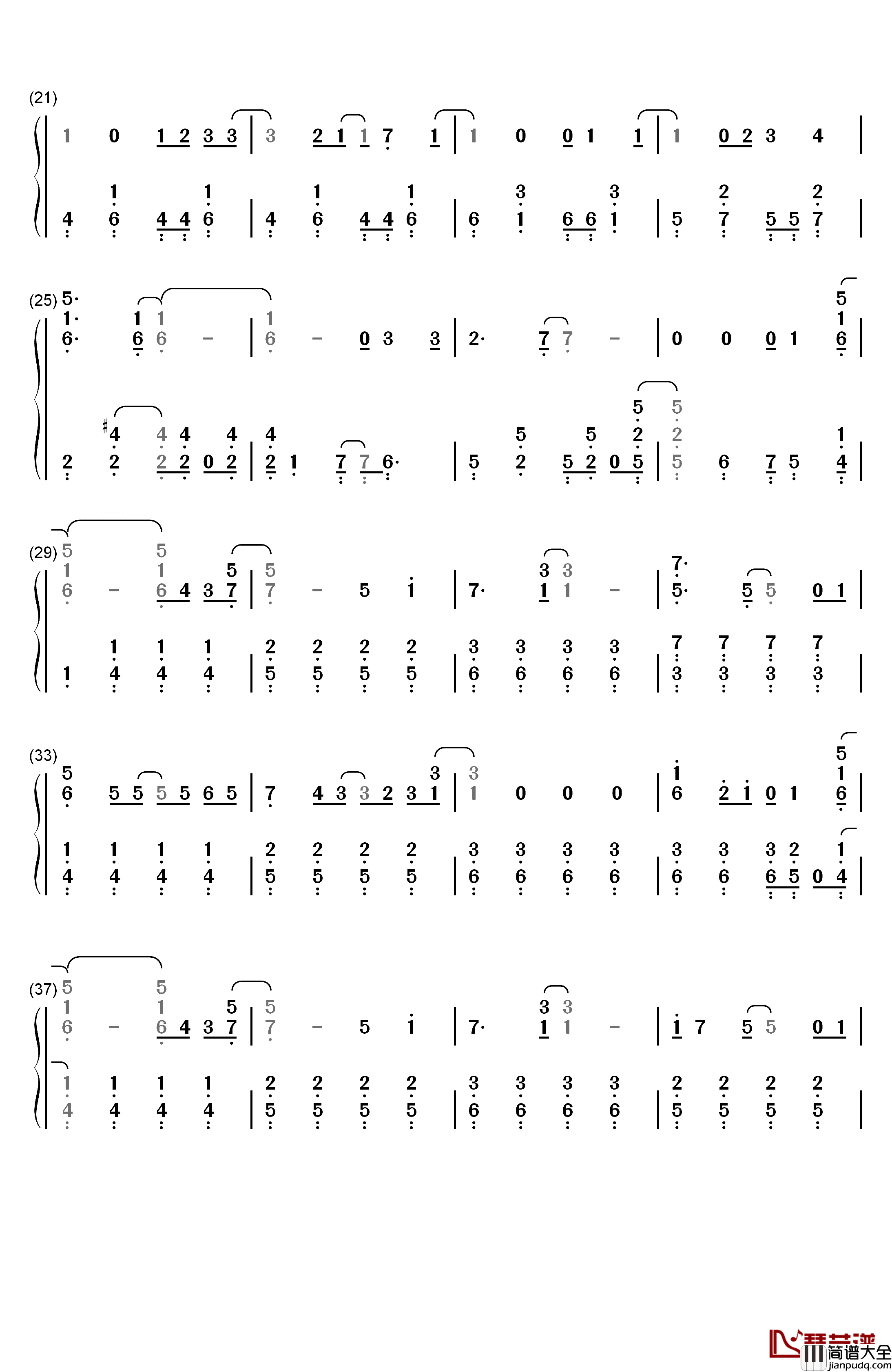 Glamorous_Sky钢琴简谱_数字双手_中岛美嘉