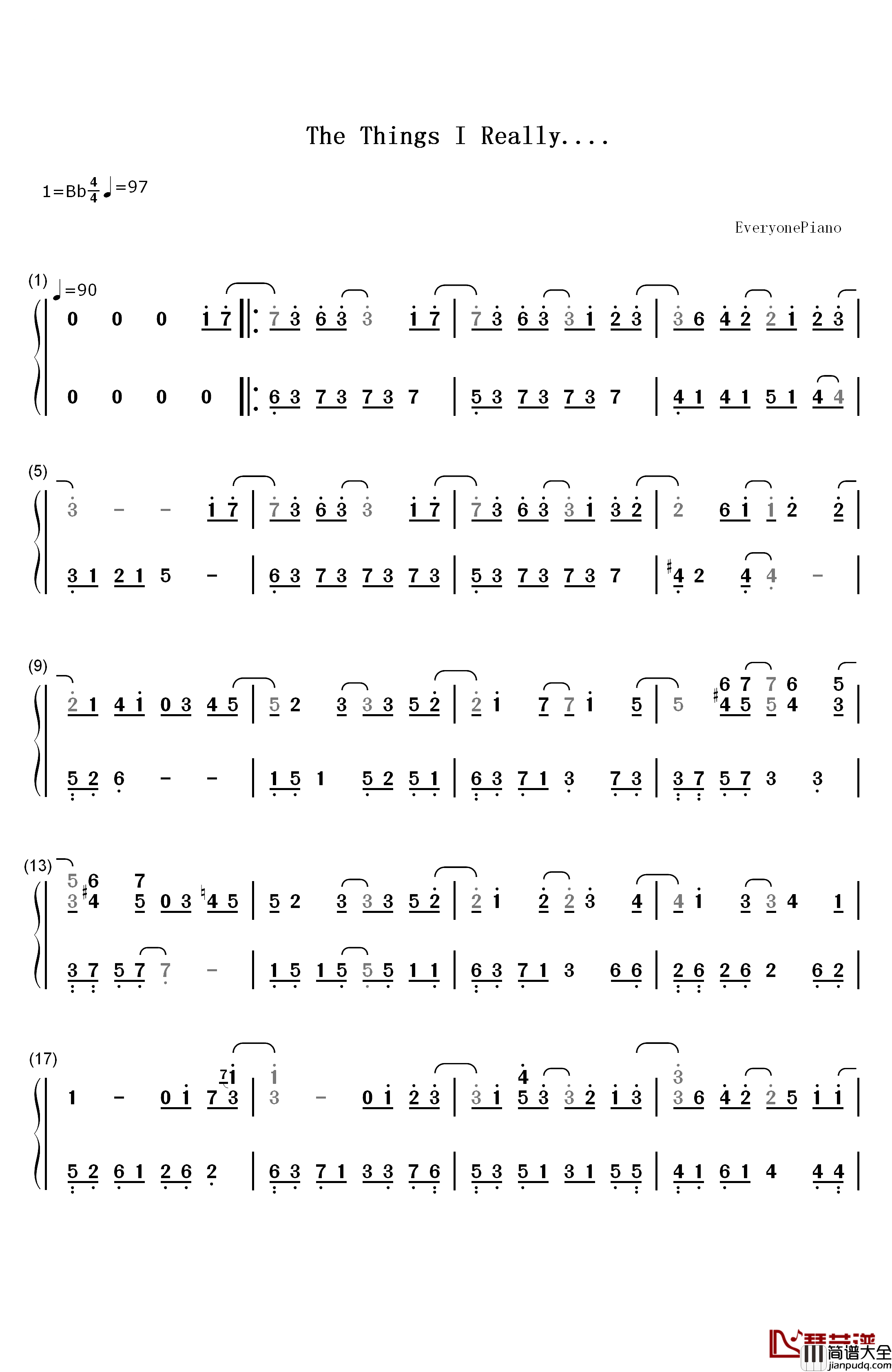 The_Things_I_Really...钢琴简谱_数字双手_李闰珉