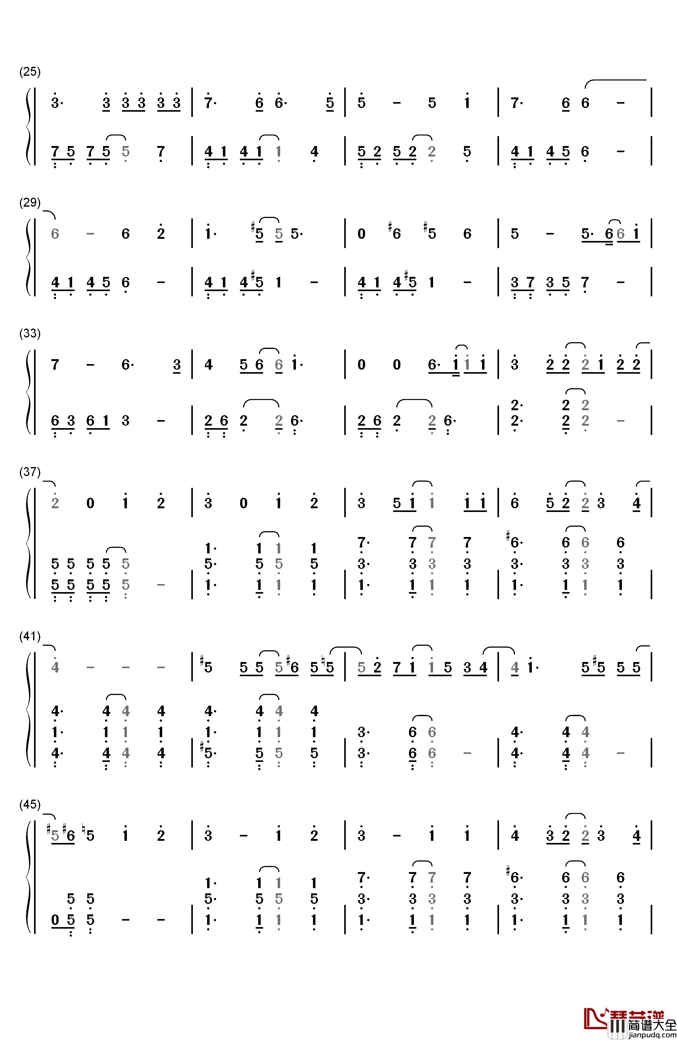 Last_Goodbye钢琴简谱_数字双手_乐童音乐家