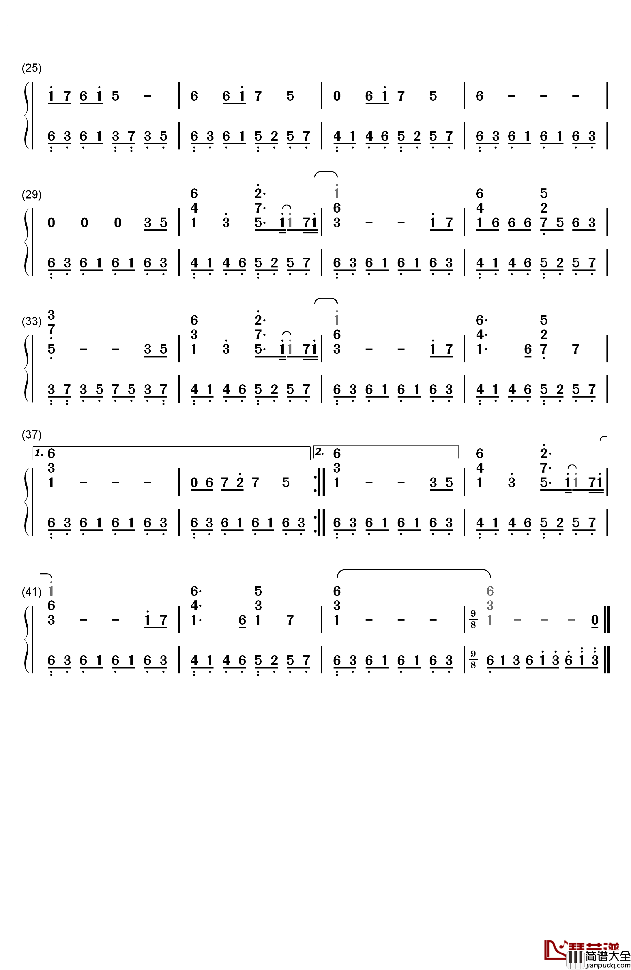 星语心愿钢琴简谱_数字双手_张柏芝