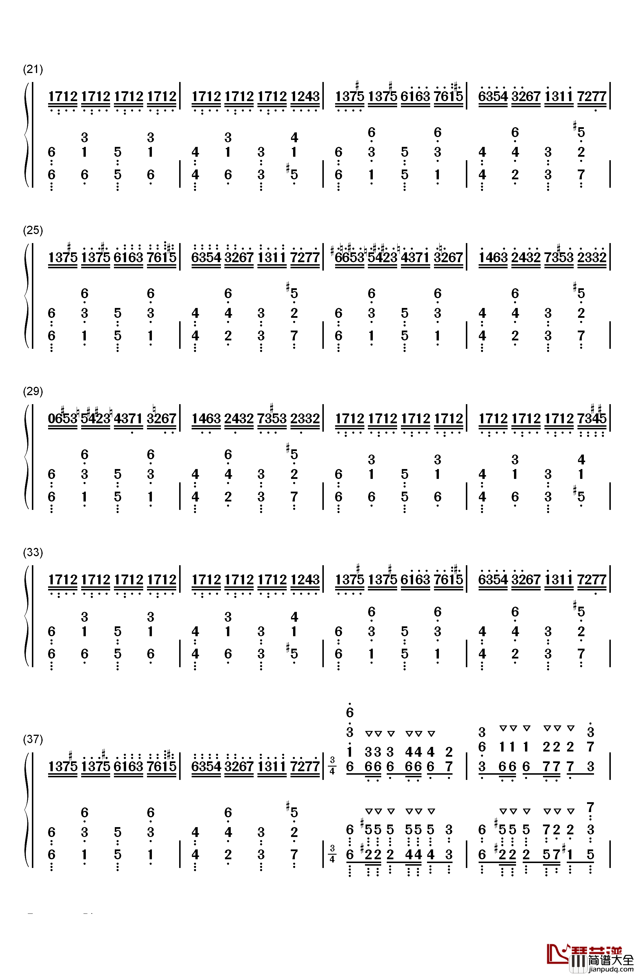 JAY的SECRET钢琴简谱_数字双手_周杰伦