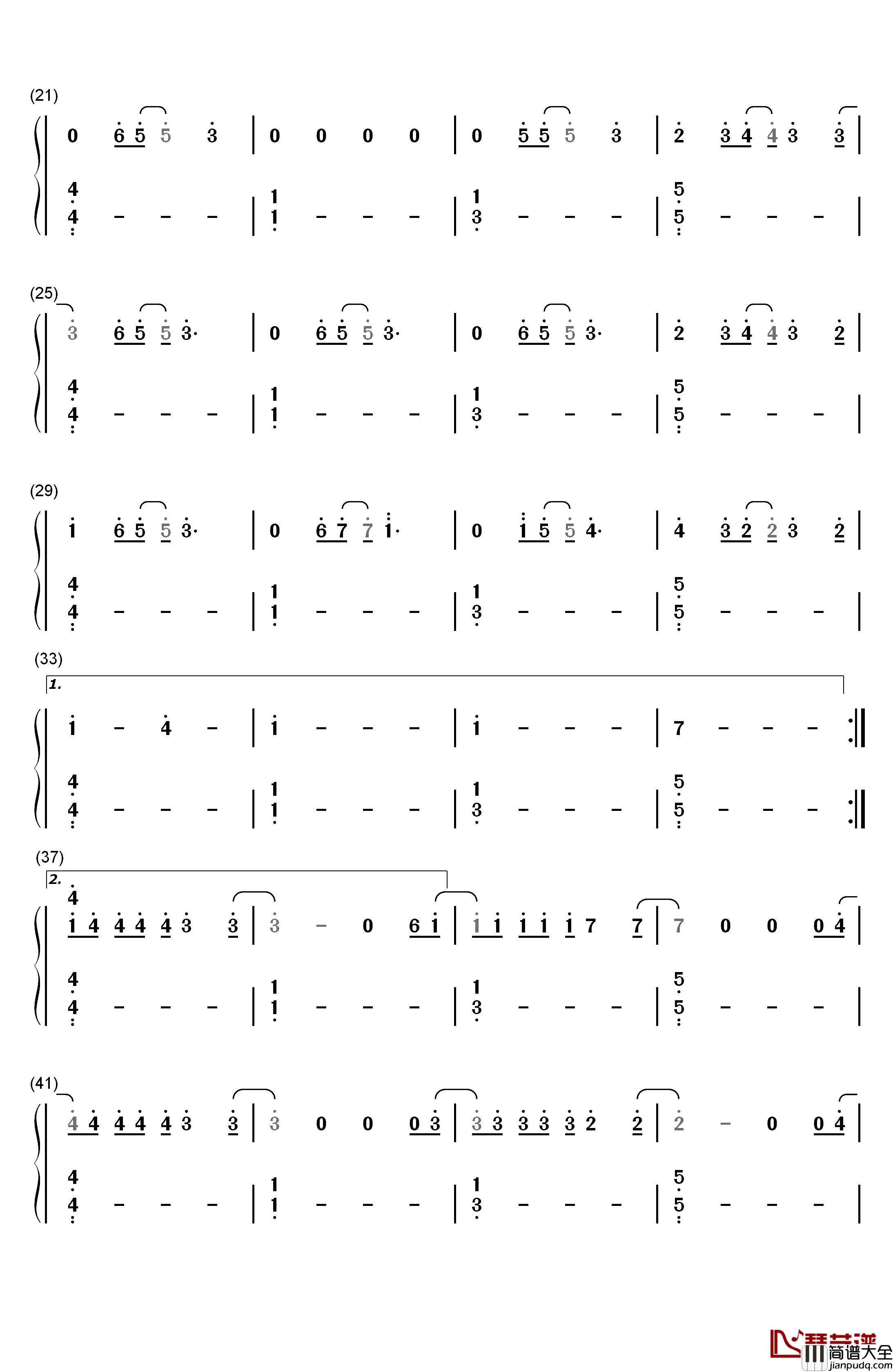 Still_Waiting钢琴简谱_数字双手_Tom_Chaplin