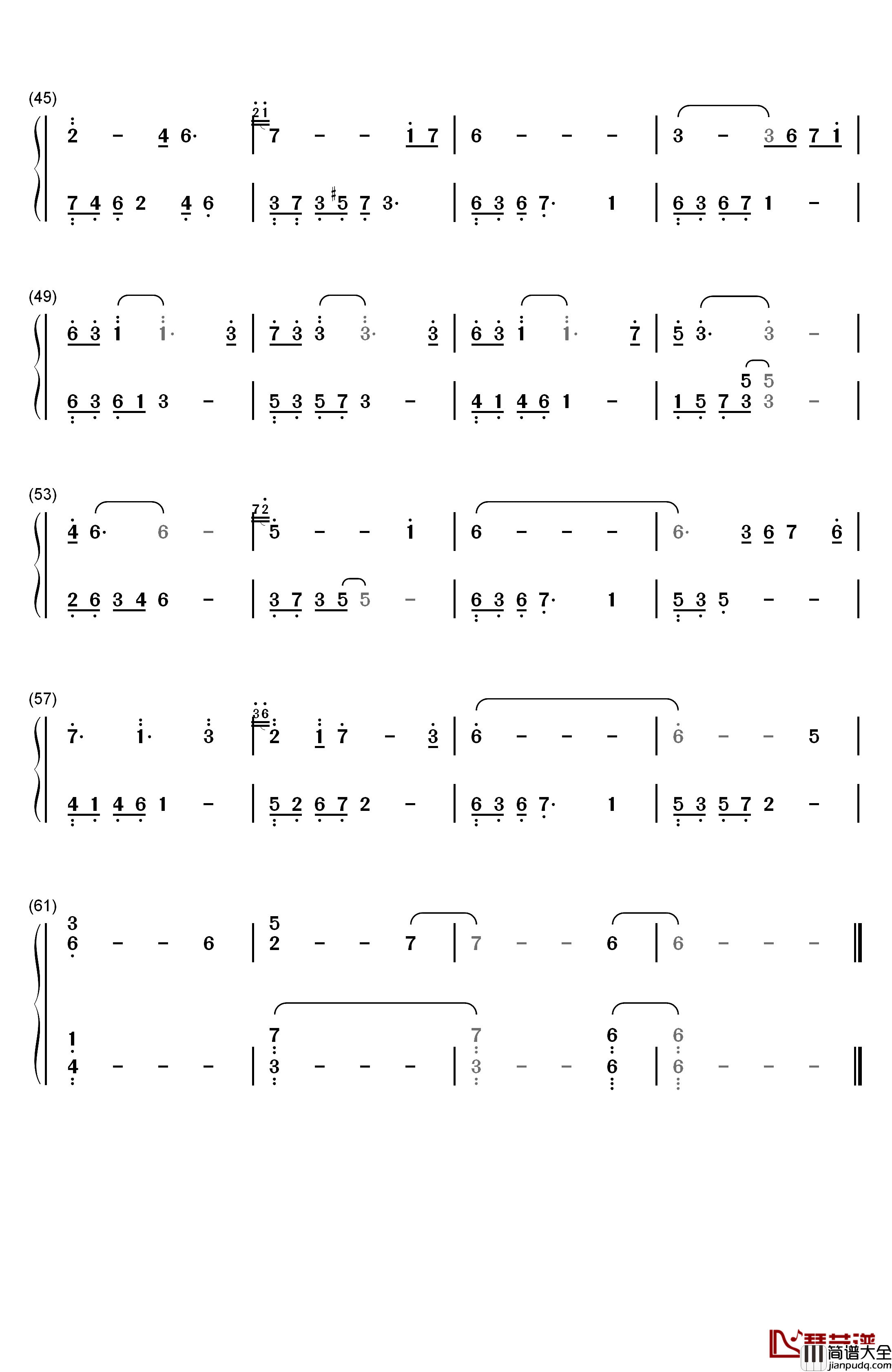 一封家书钢琴简谱_数字双手_石进