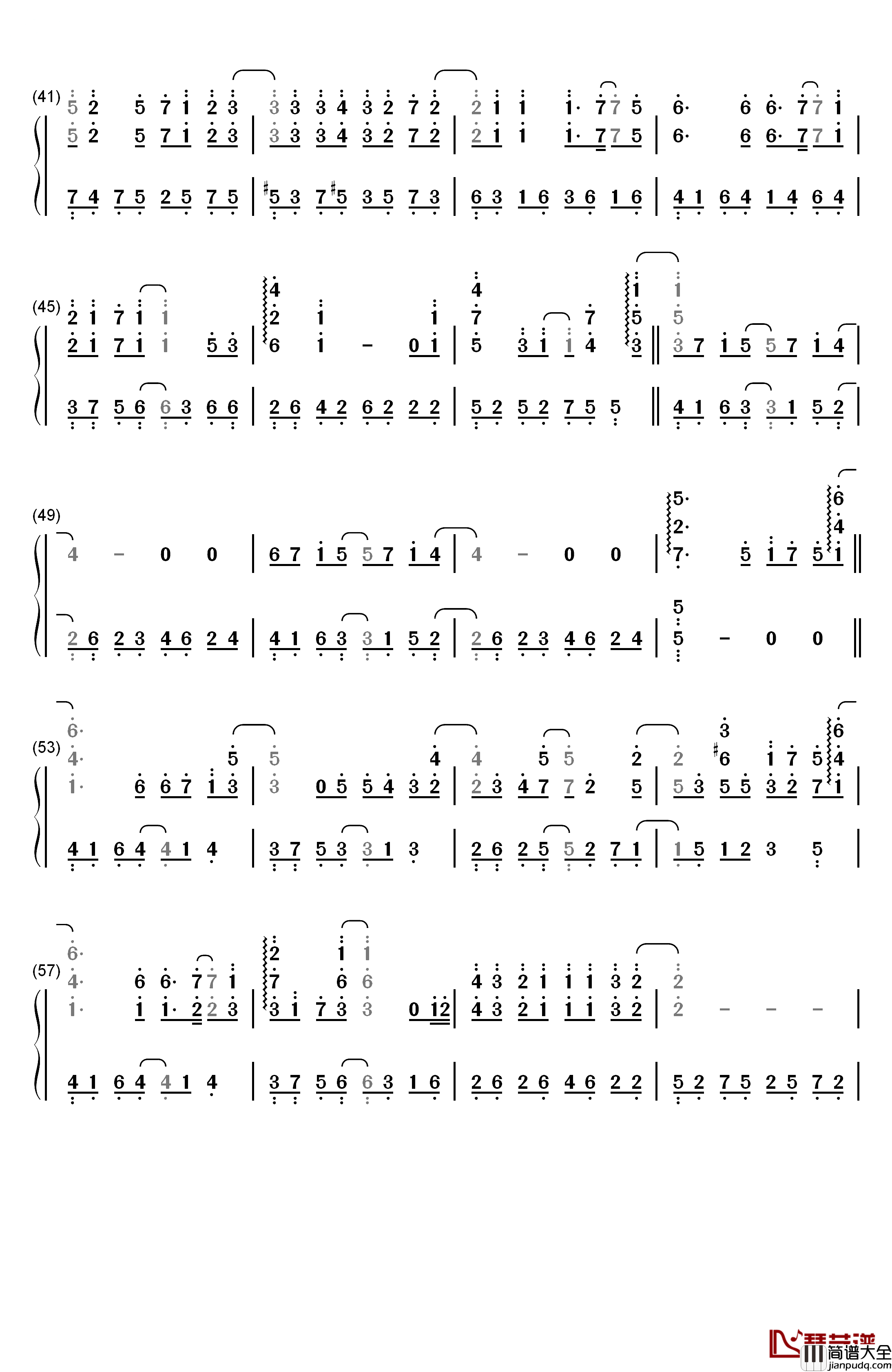 萤火钢琴简谱_数字双手_TFBOYS