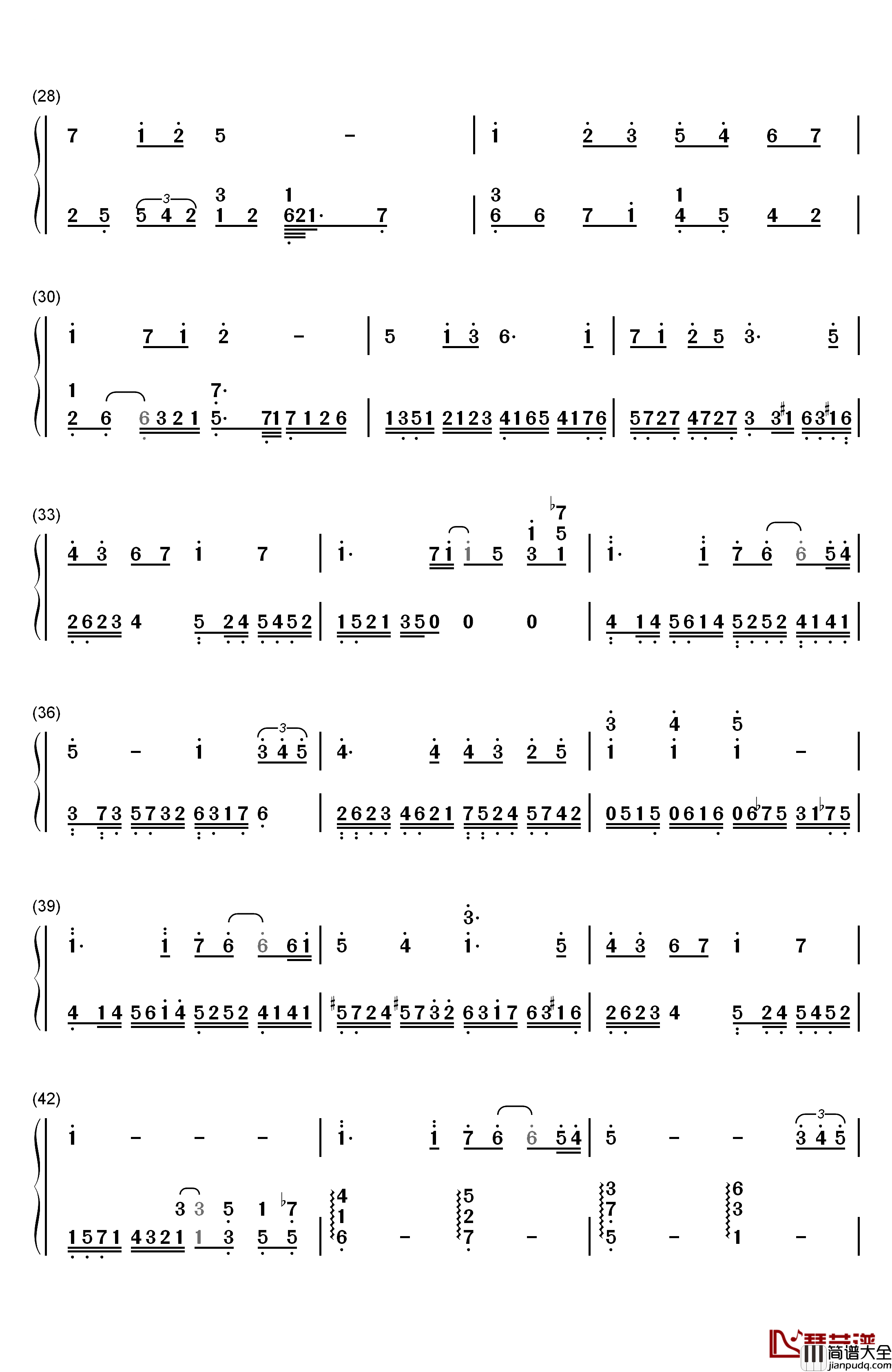 最好的未来钢琴简谱_数字双手_刘若英