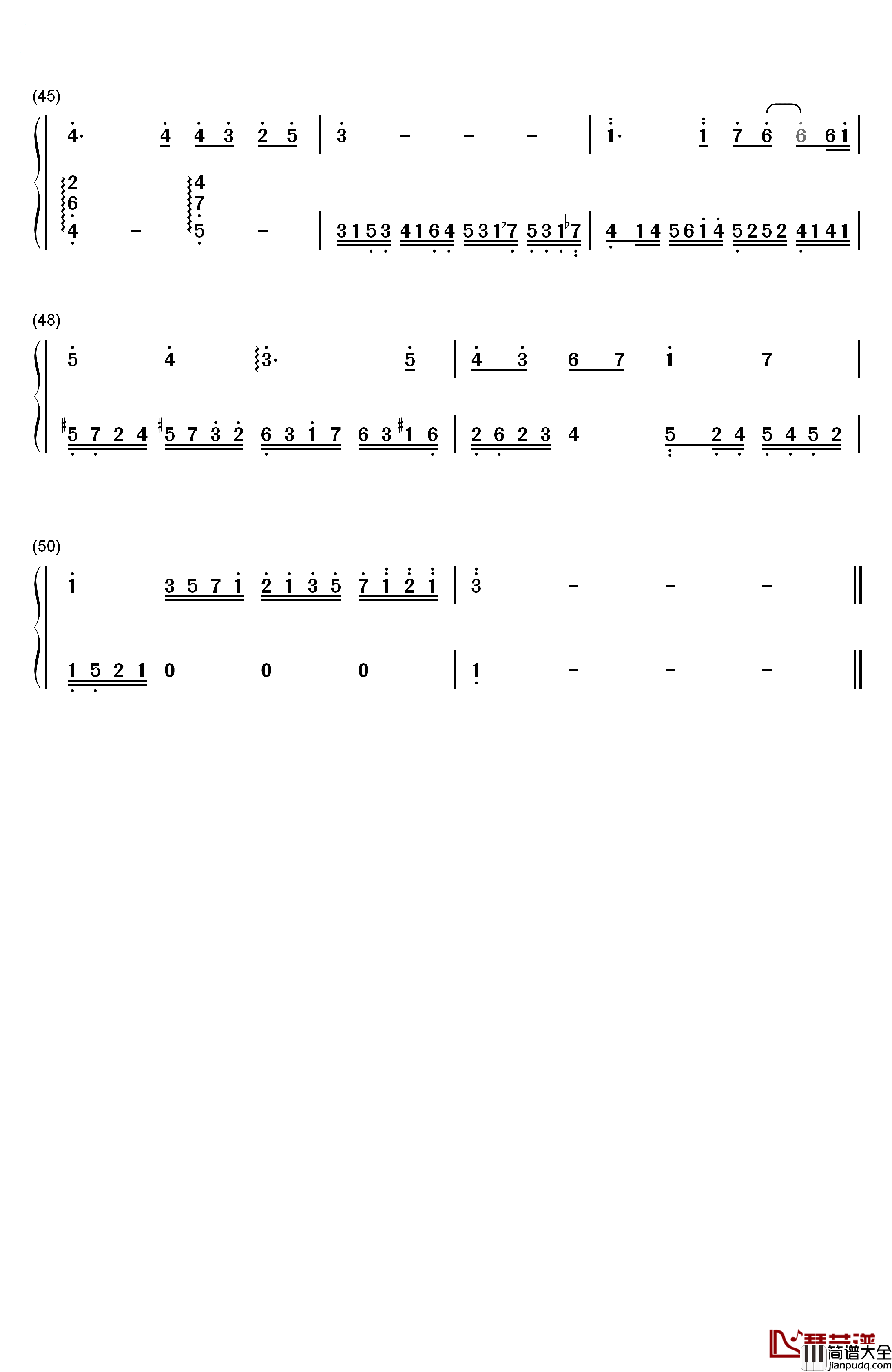 最好的未来钢琴简谱_数字双手_刘若英