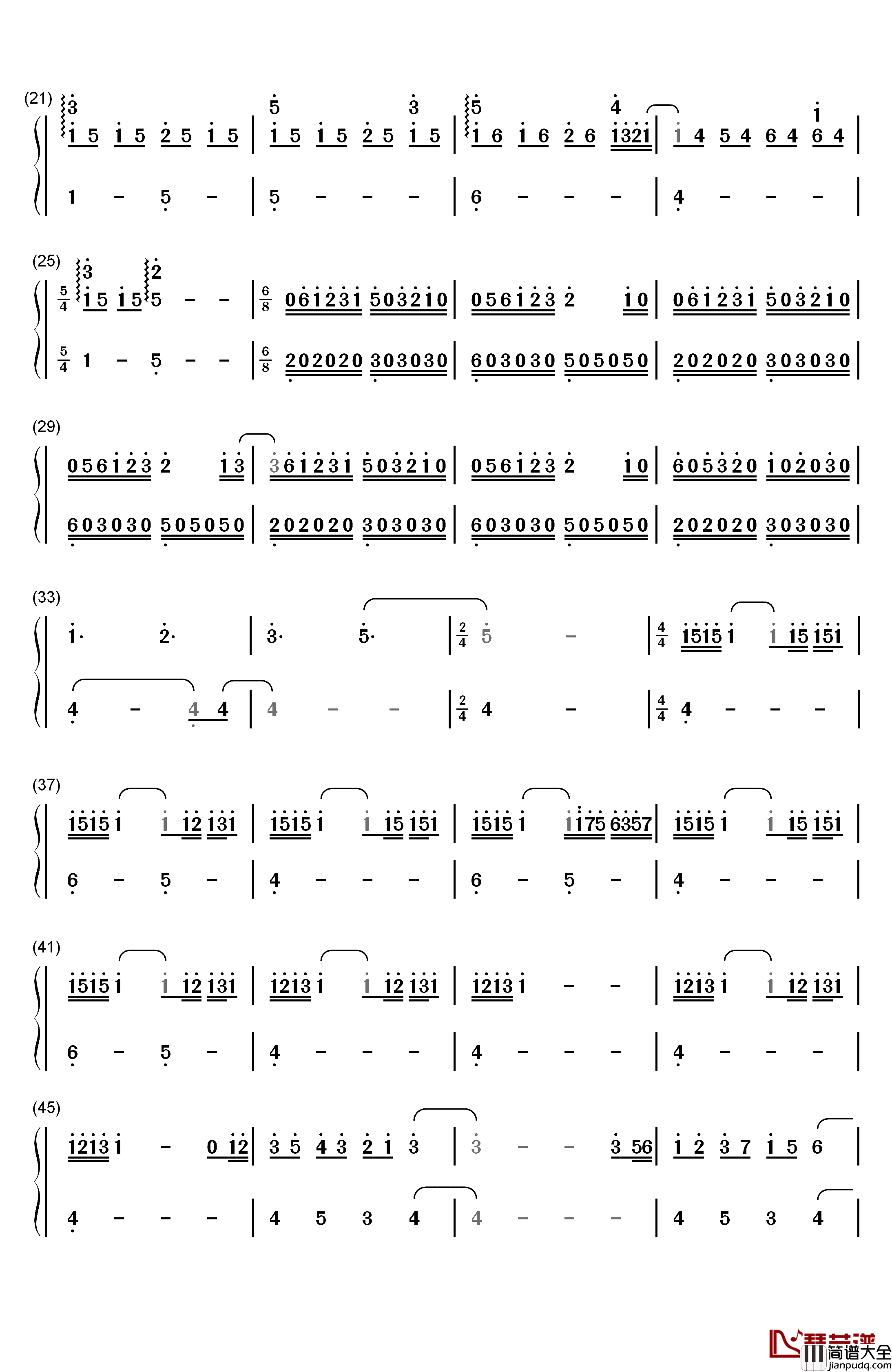 デート钢琴简谱_数字双手_RADWIMPS