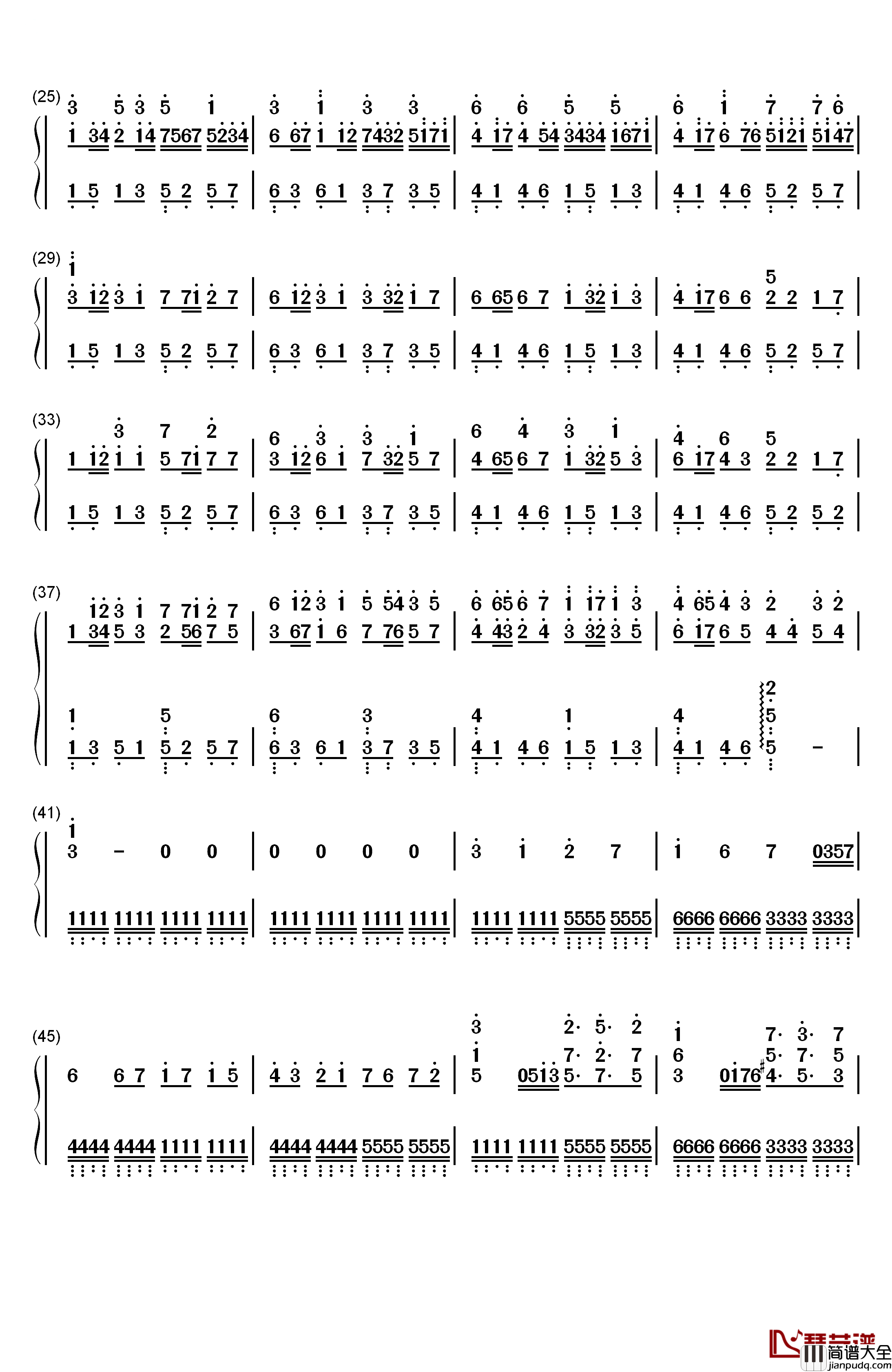卡农疯狂版钢琴简谱_数字双手_未知