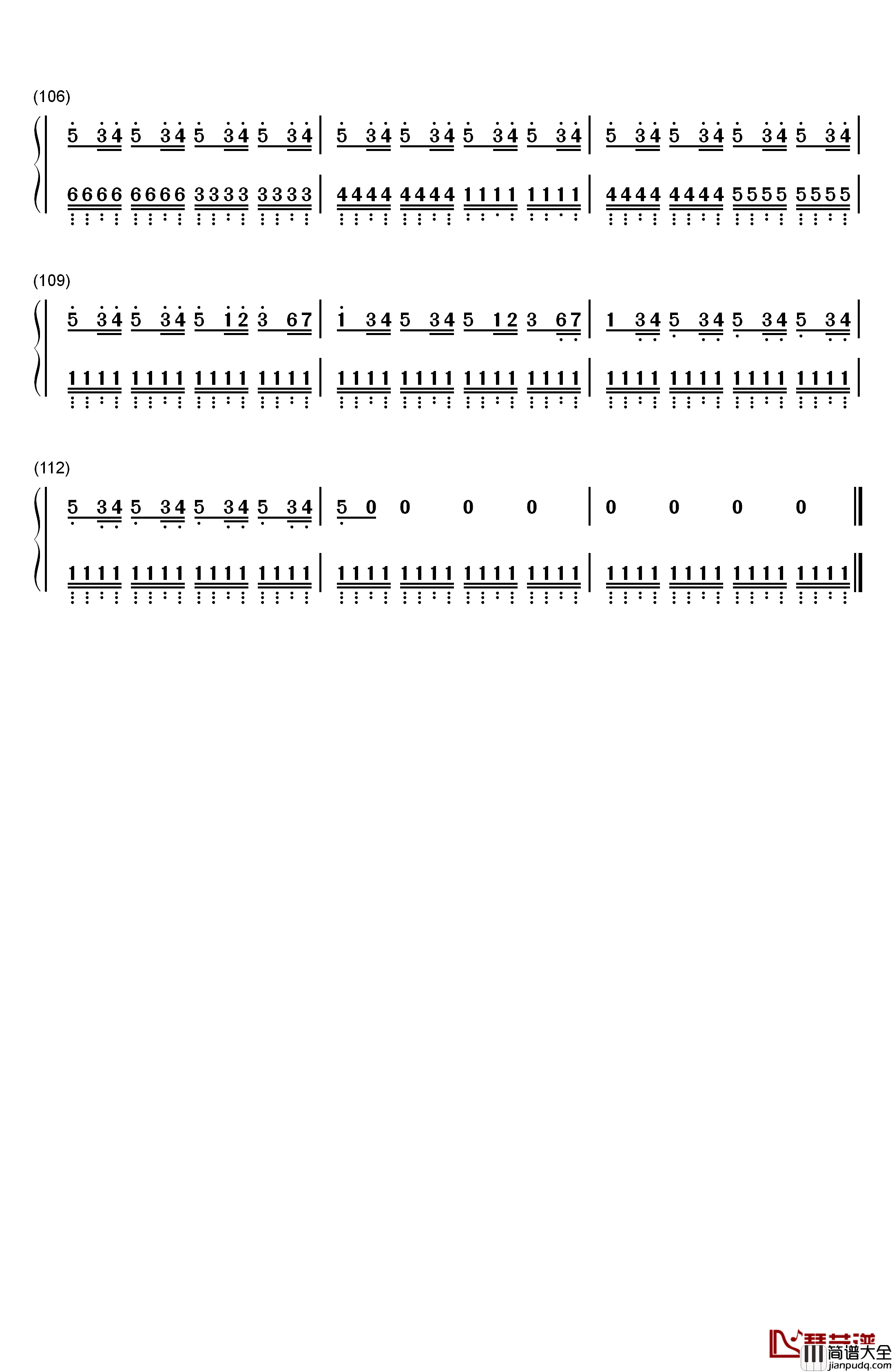 卡农疯狂版钢琴简谱_数字双手_未知